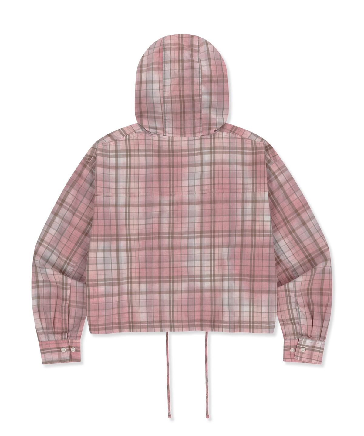 브라운브레스(BROWNBREATH) W CROP CHCEK HOOD SHIRTS - PINK