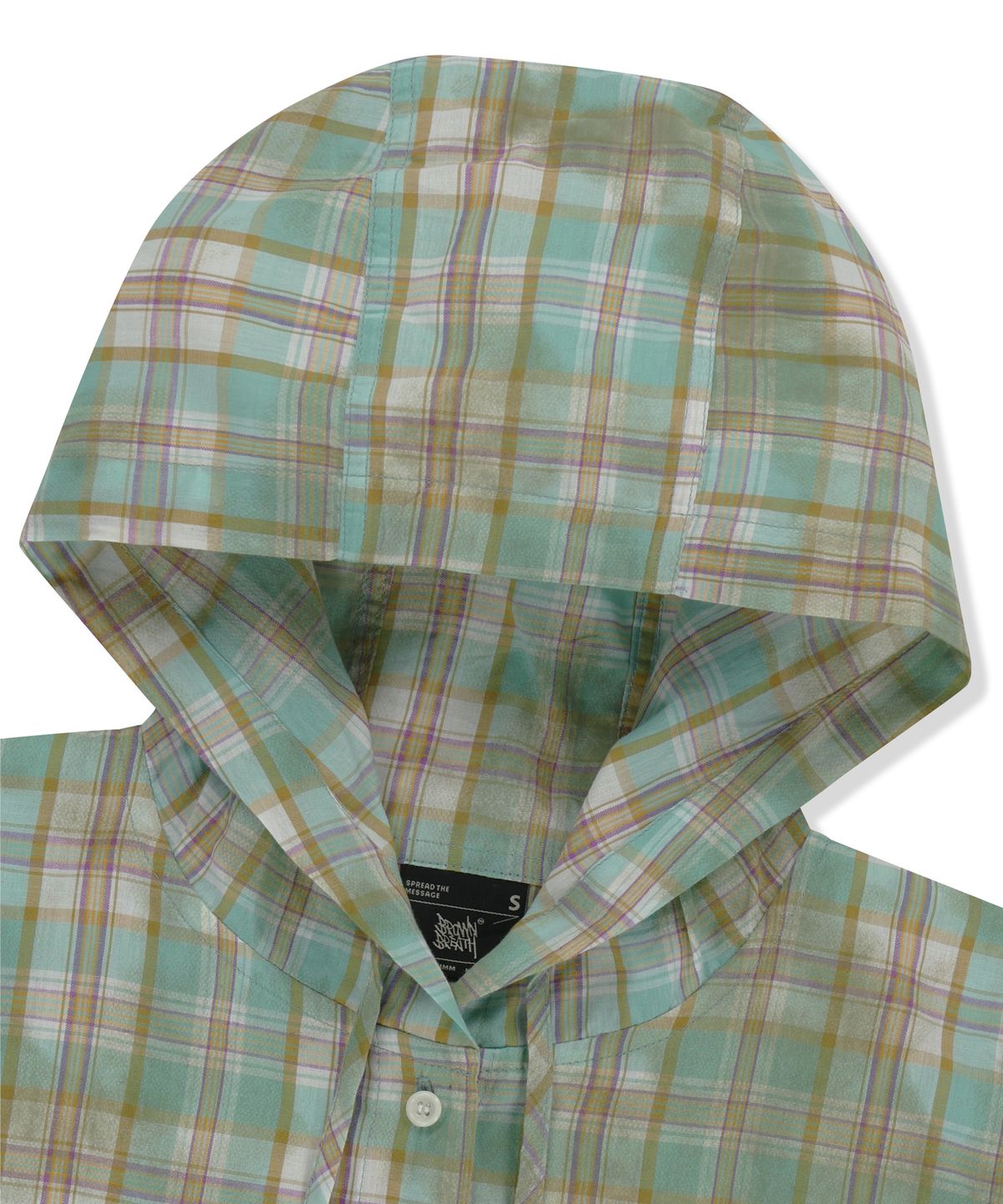 브라운브레스(BROWNBREATH) W CROP CHCEK HOOD SHIRTS - SKY BLUE