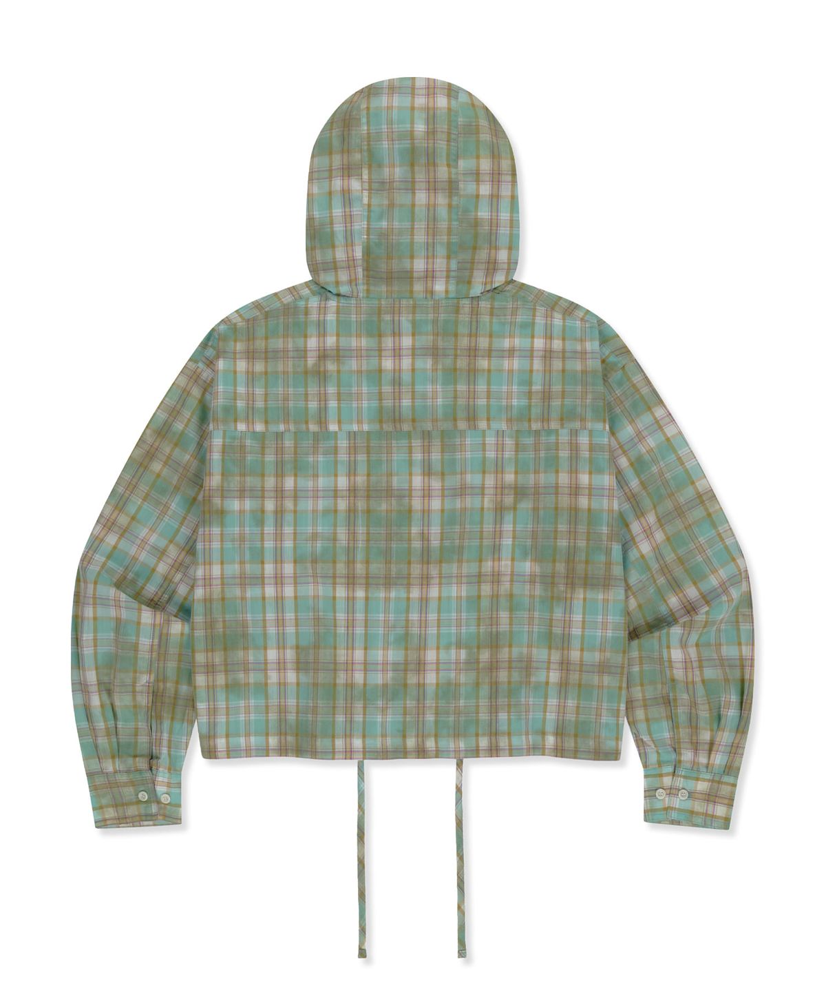 브라운브레스(BROWNBREATH) W CROP CHCEK HOOD SHIRTS - SKY BLUE