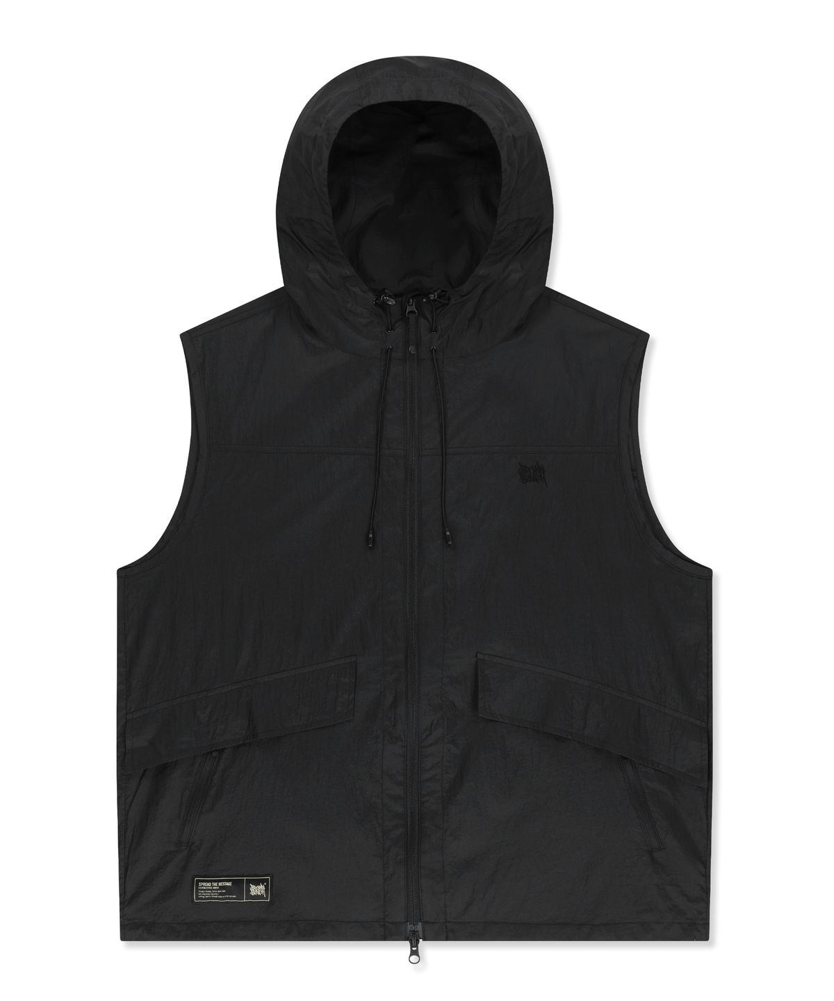 브라운브레스(BROWNBREATH) NYLON WASHER HOODED VEST - BLACK