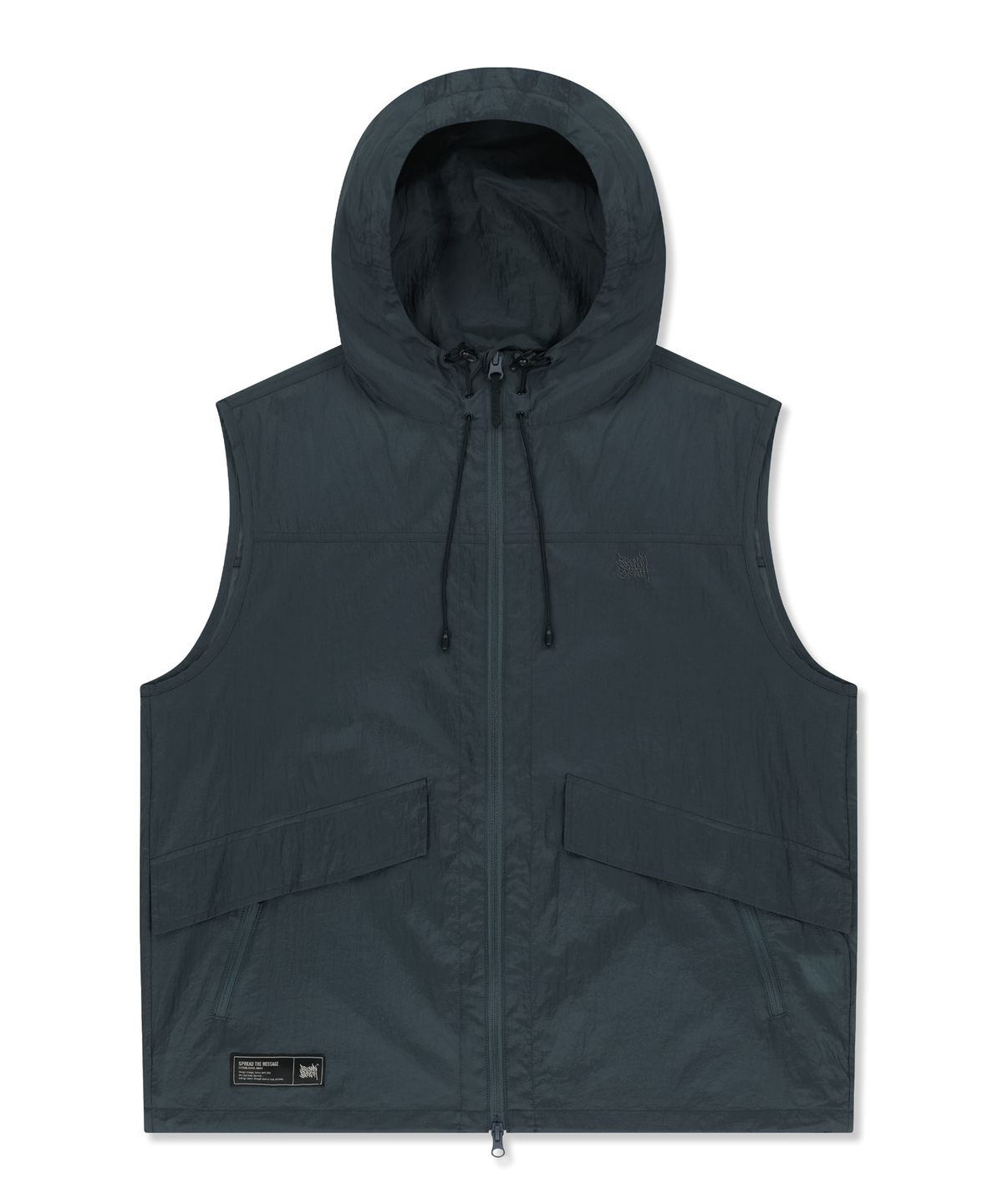 브라운브레스(BROWNBREATH) NYLON WASHER HOODED VEST - CHARCOAL