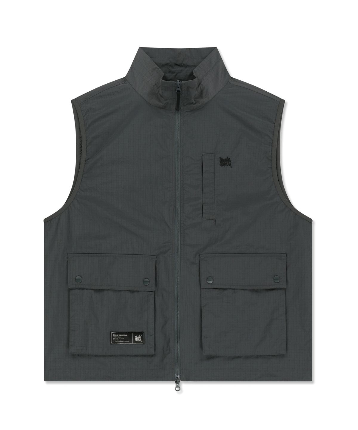 브라운브레스(BROWNBREATH) STAND COLLAR VEST - CHARCOAL