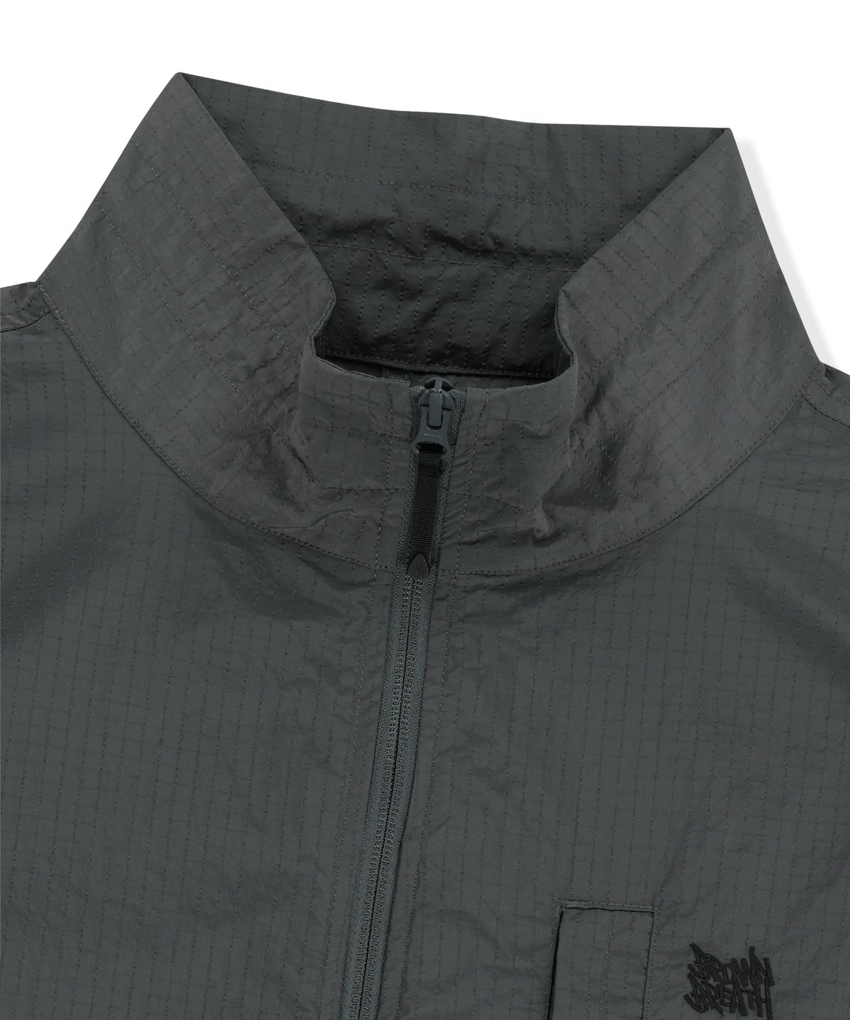 브라운브레스(BROWNBREATH) STAND COLLAR VEST - CHARCOAL