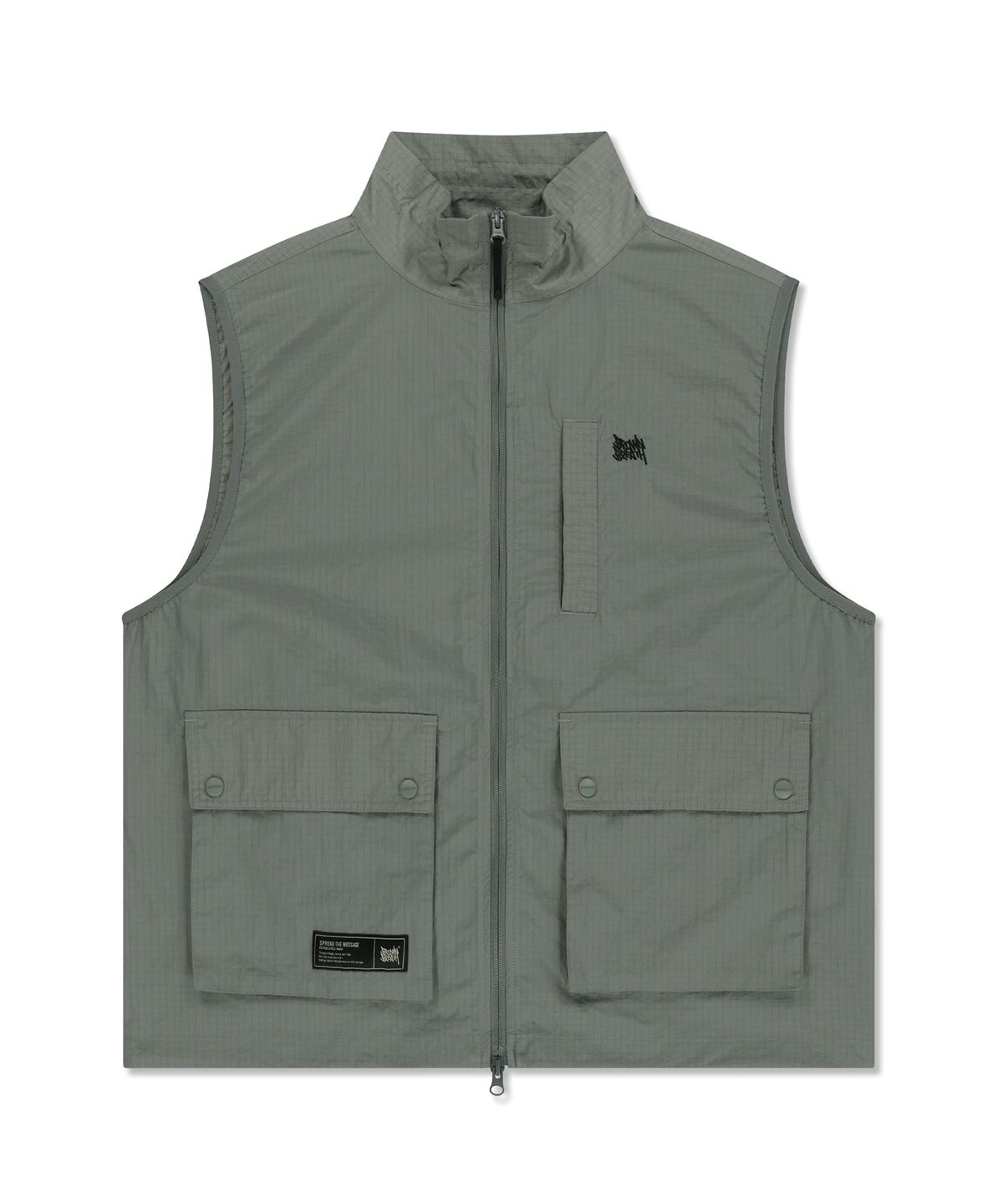 브라운브레스(BROWNBREATH) STAND COLLAR VEST - KHAKI