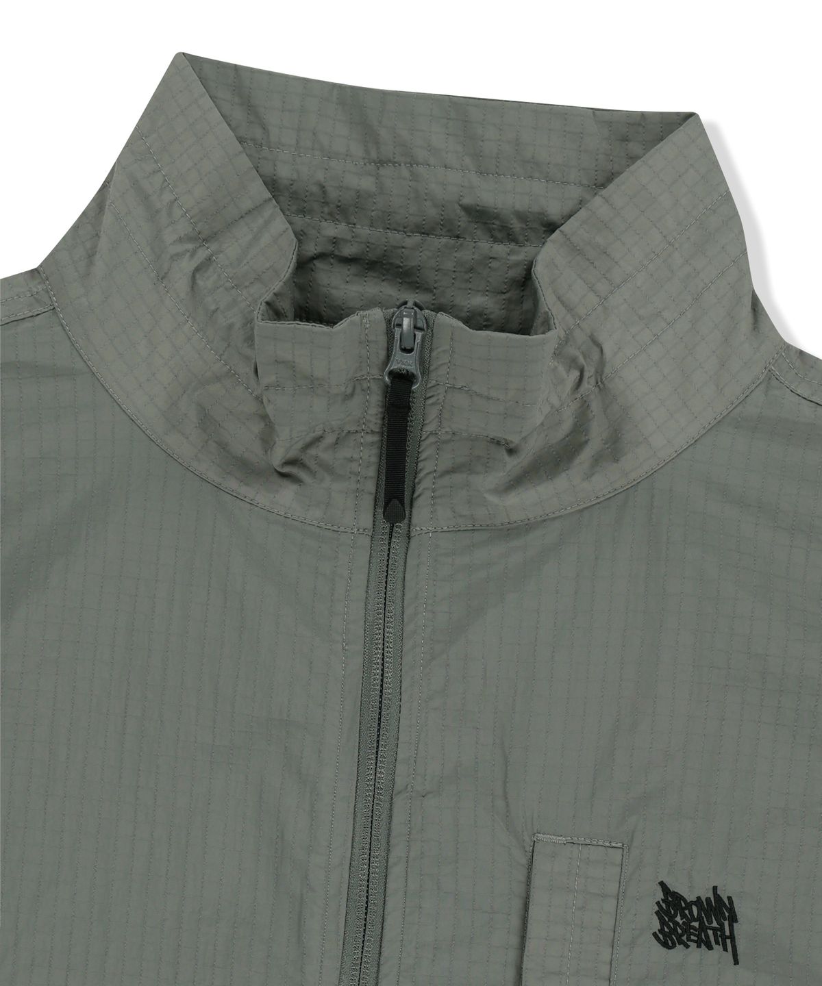 브라운브레스(BROWNBREATH) STAND COLLAR VEST - KHAKI