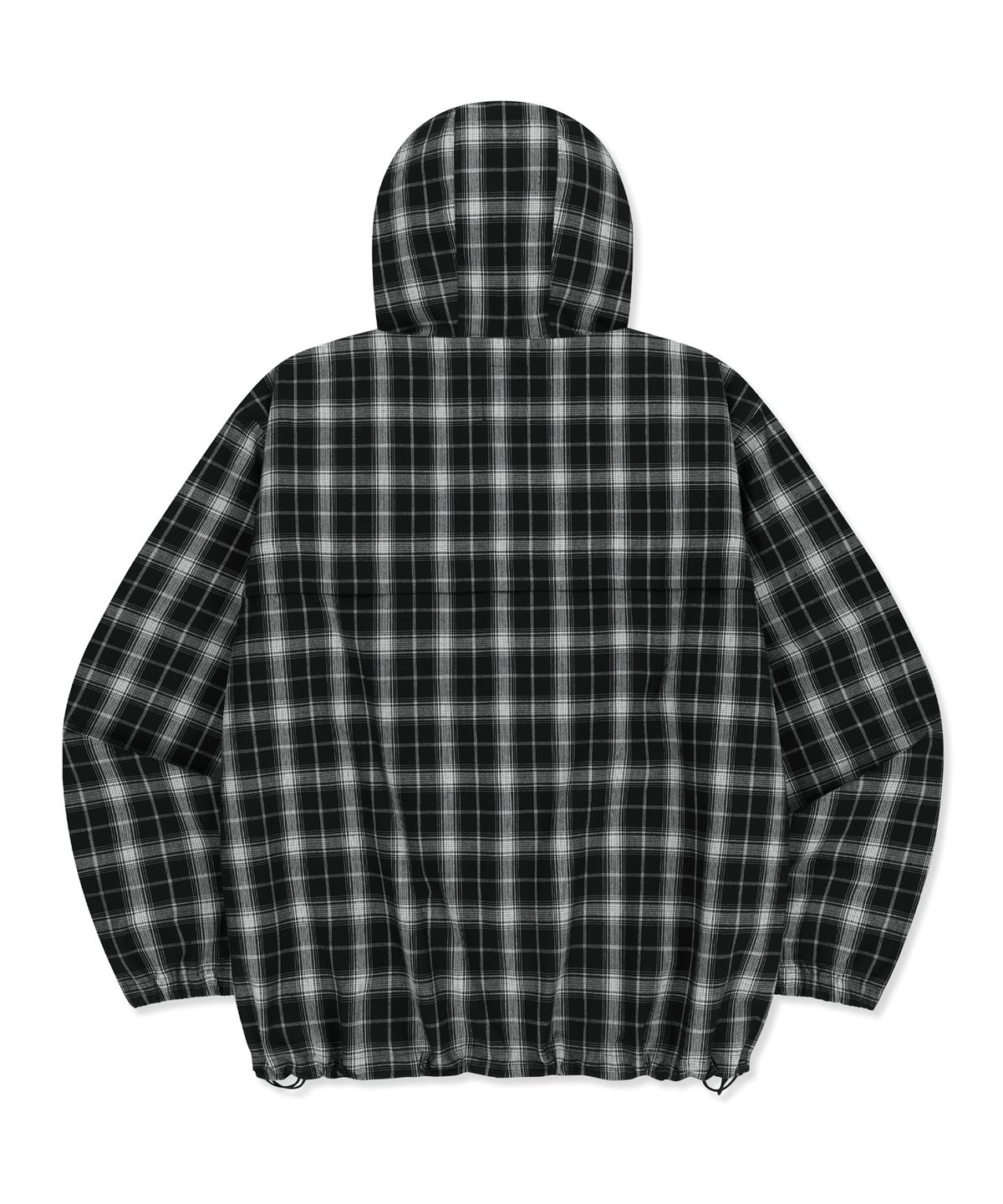 브라운브레스(BROWNBREATH) CHECK TAG HOOD ZIP UP SHIRTS - BLACK