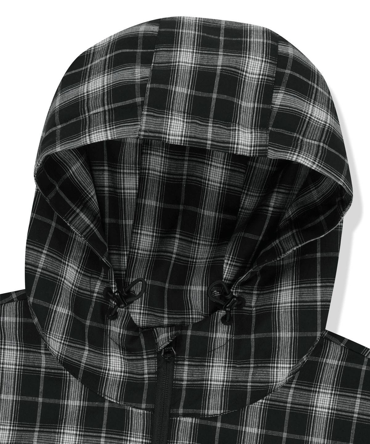 브라운브레스(BROWNBREATH) CHECK TAG HOOD ZIP UP SHIRTS - BLACK