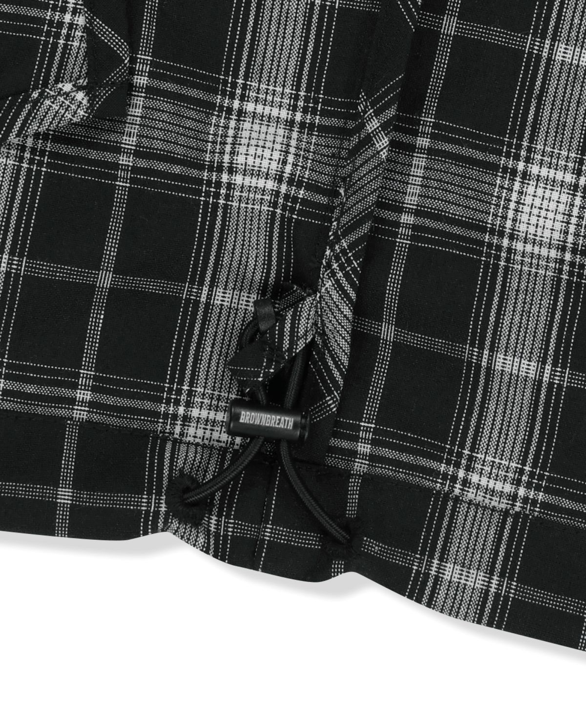 브라운브레스(BROWNBREATH) CHECK TAG HOOD ZIP UP SHIRTS - BLACK