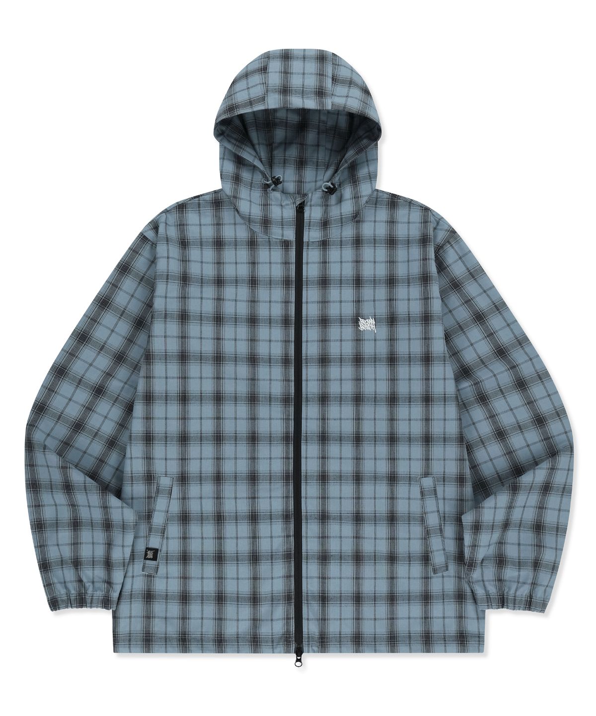 브라운브레스(BROWNBREATH) CHECK TAG HOOD ZIP UP SHIRTS - BLUE