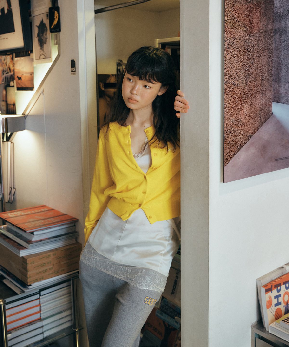 그린버터(GREENBUTTER) Easy-Care Cotton Cardigan (Yellow)