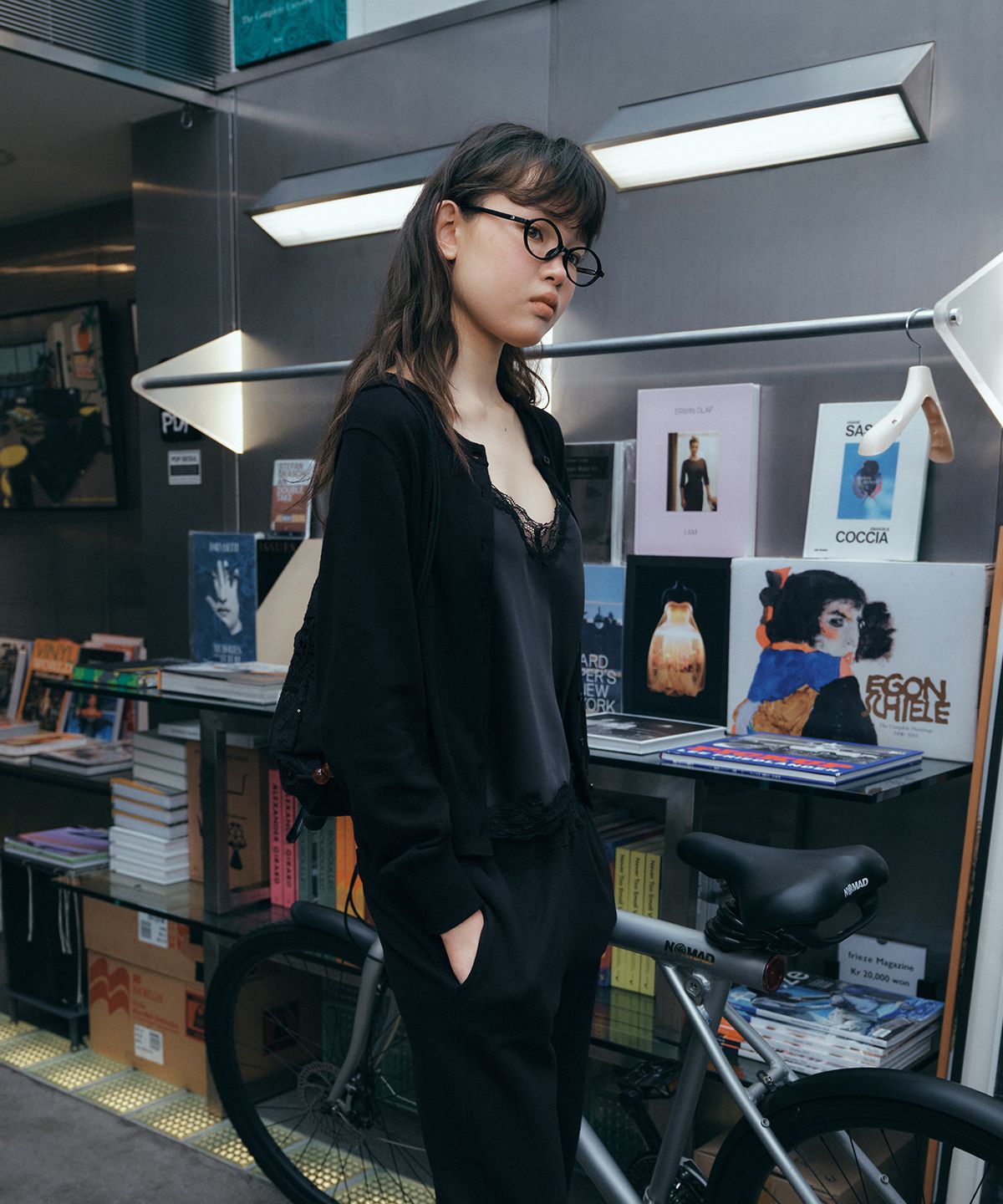 그린버터(GREENBUTTER) Easy-Care Cotton Cardigan (Black)