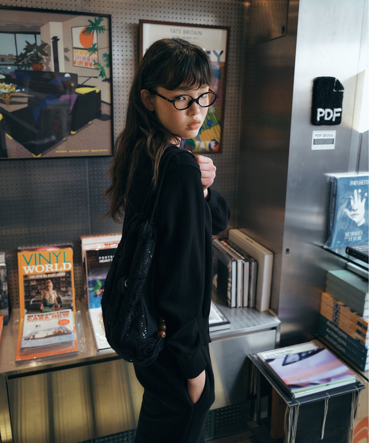 그린버터(GREENBUTTER) Easy-Care Cotton Cardigan (Black)