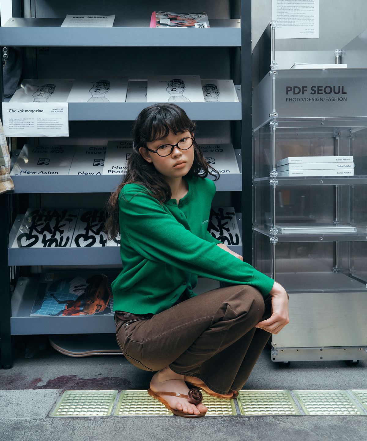 그린버터(GREENBUTTER) Easy-Care Cotton Cardigan (Green)