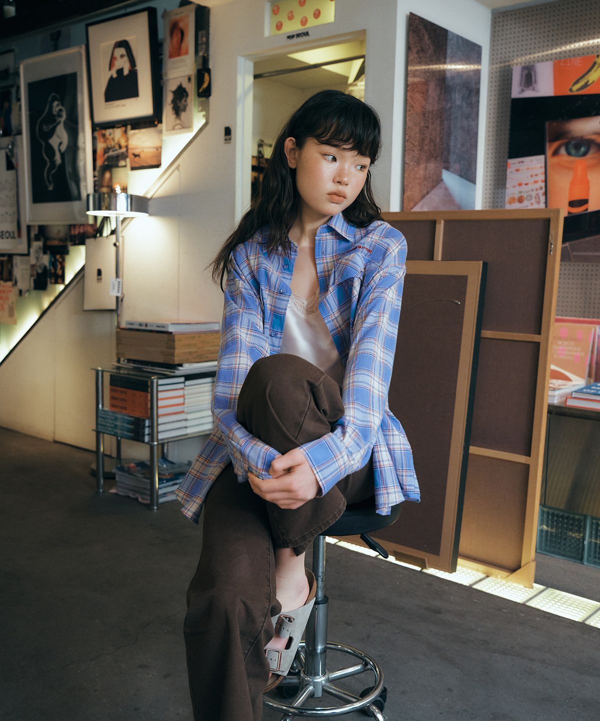 그린버터(GREENBUTTER) Rustic Check Shirt (Blue)