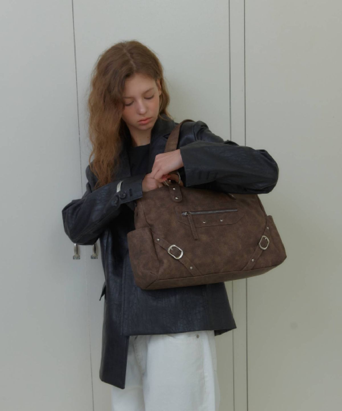 아노에틱(ANOETIC) ANC STUD  RING BAG_BROWN