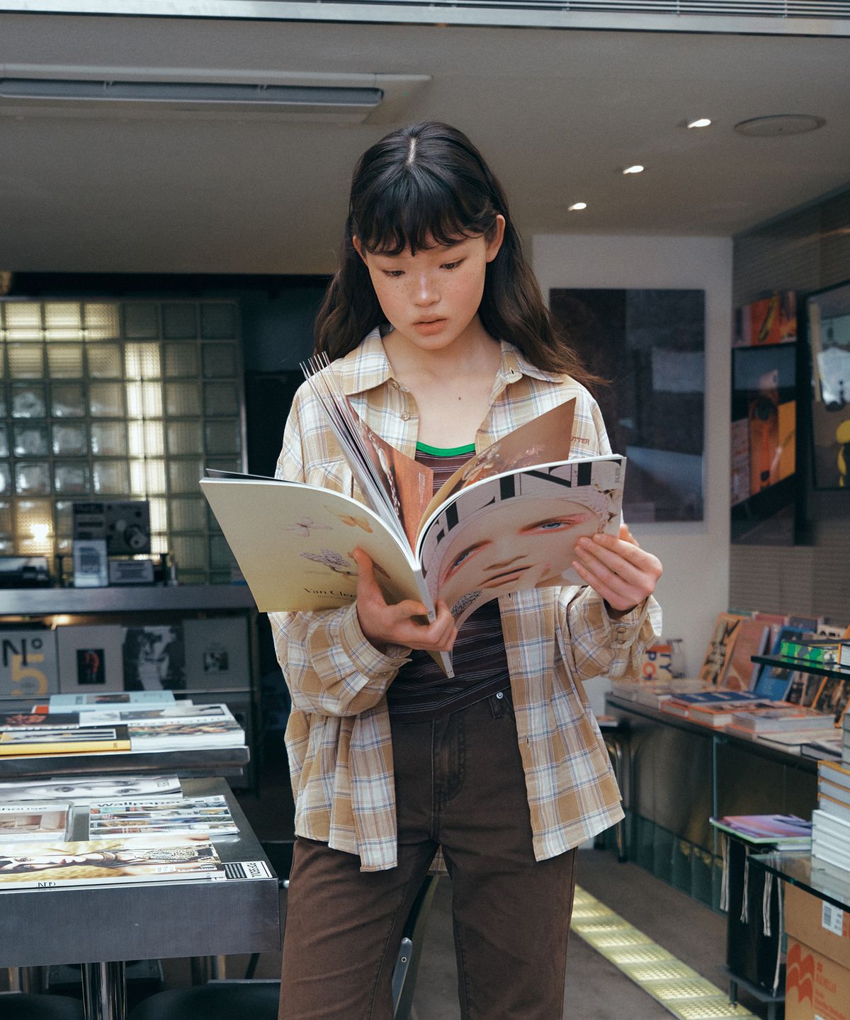 그린버터(GREENBUTTER) Rustic Check Shirt (Beige)