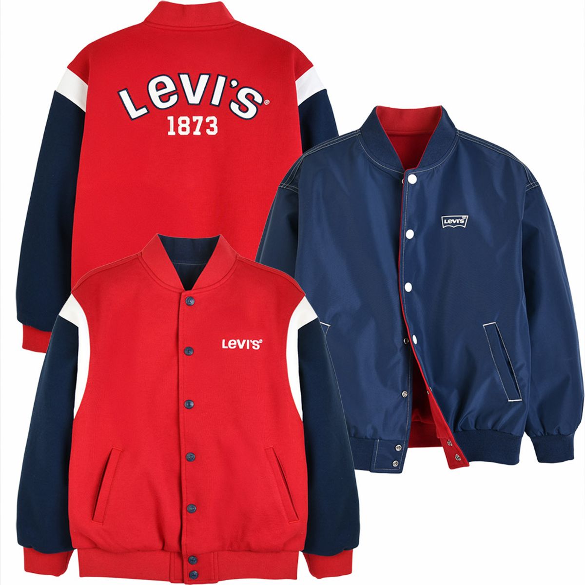 리바이스 키즈(LEVIS KIDS) LVC 리버서블 바시티 봄버 자켓 (주니어) 레드