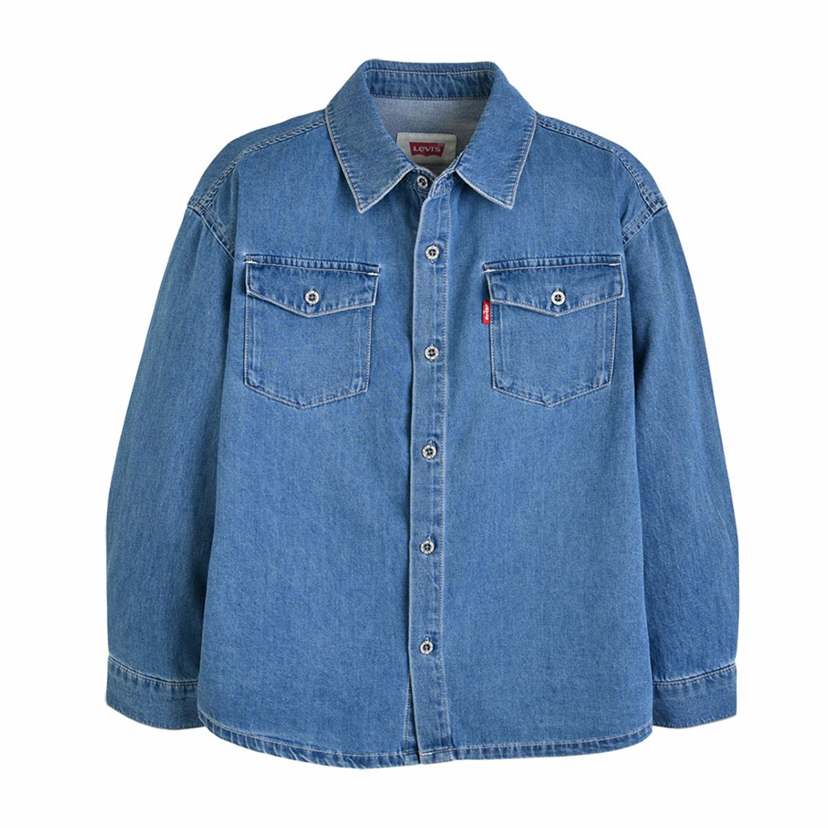 리바이스 키즈(LEVIS KIDS) LVC 오버핏 데님 셔츠 (주니어) 멜란지 블루