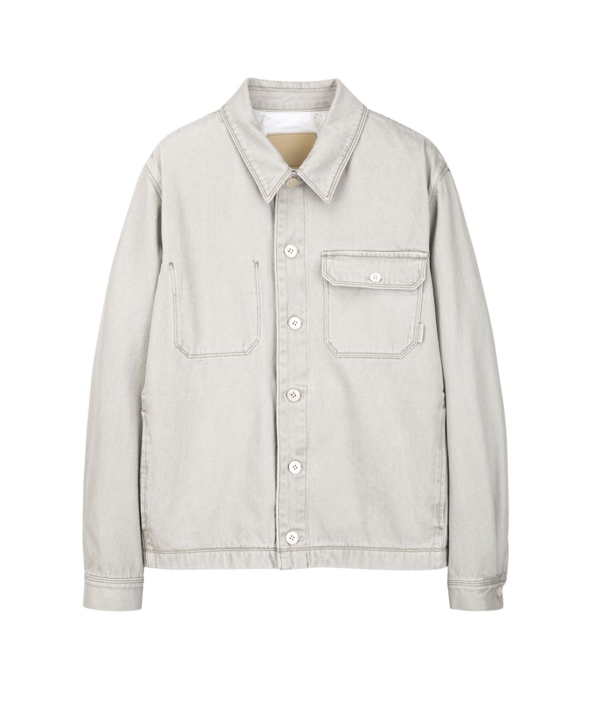 질스튜어트뉴욕 맨(JILLSTUART NEWYORK MEN) 데님 오버다잉 셔츠형 트러커 - 라이트그레이(JNJU6A302G1)