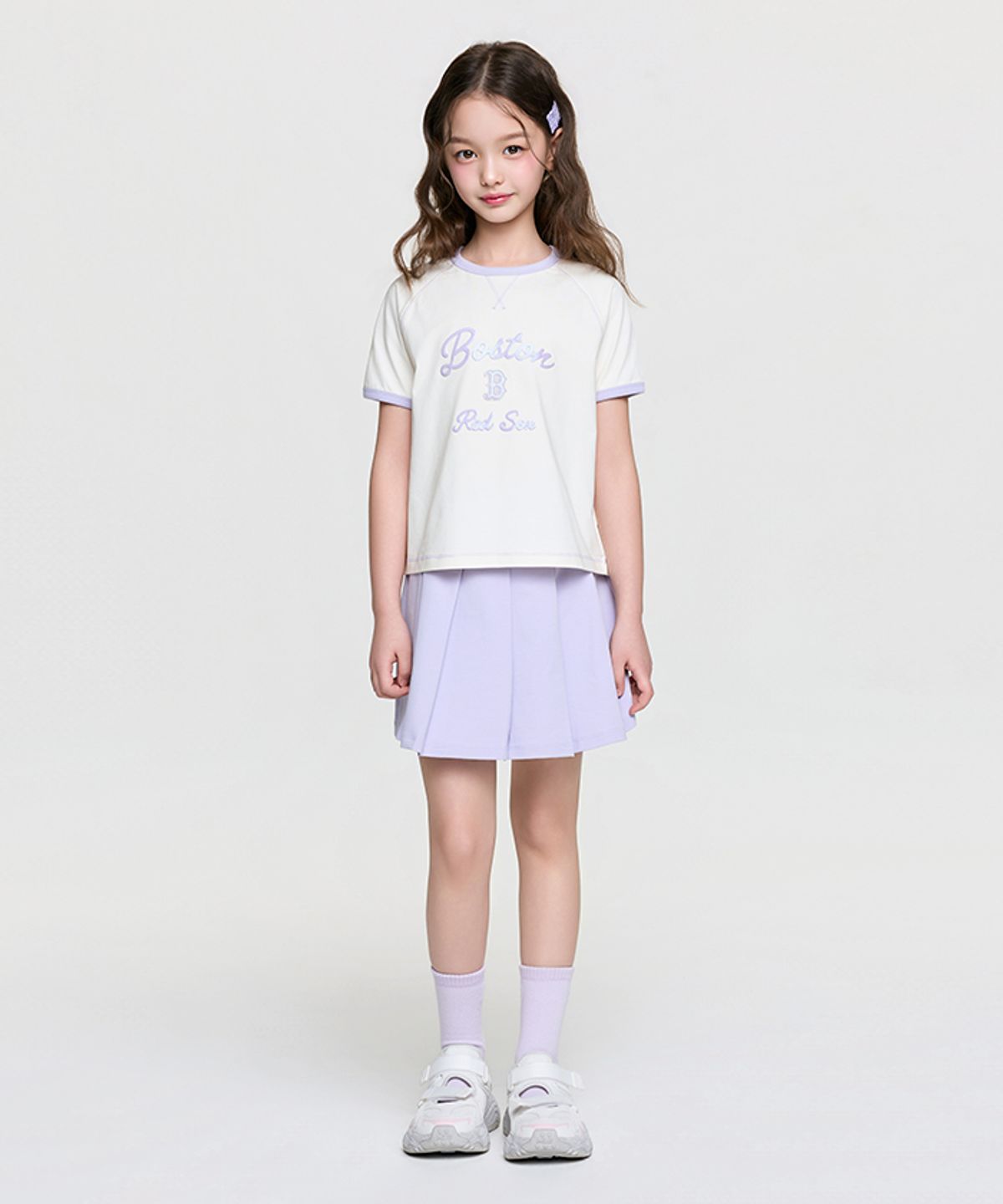 엠엘비 키즈(MLB KIDS) 스포티브 애슬레저 링거 티셔츠세트(여아) BOS (Lavender)