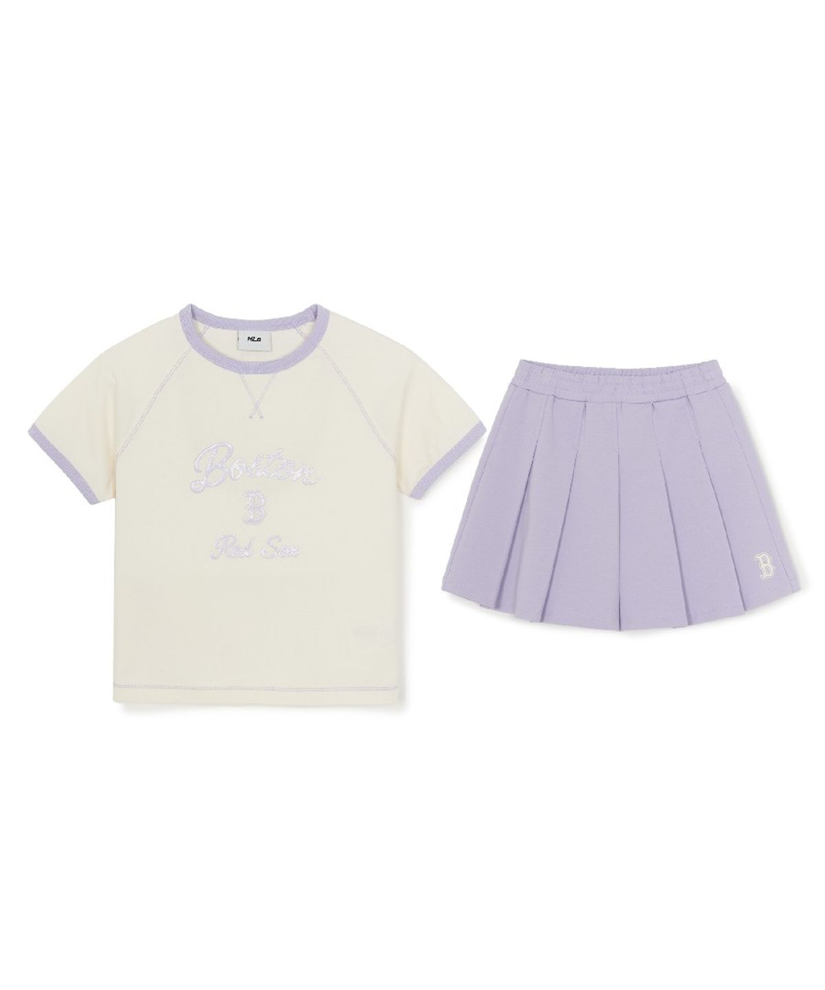엠엘비 키즈(MLB KIDS) 스포티브 애슬레저 링거 티셔츠세트(여아) BOS (Lavender)
