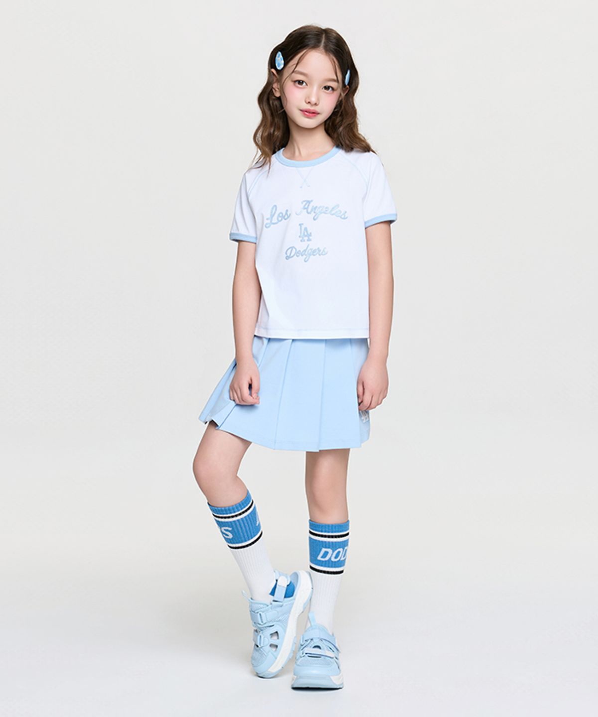엠엘비 키즈(MLB KIDS) 스포티브 애슬레저 링거 티셔츠세트(여아) LA (L.Blue)