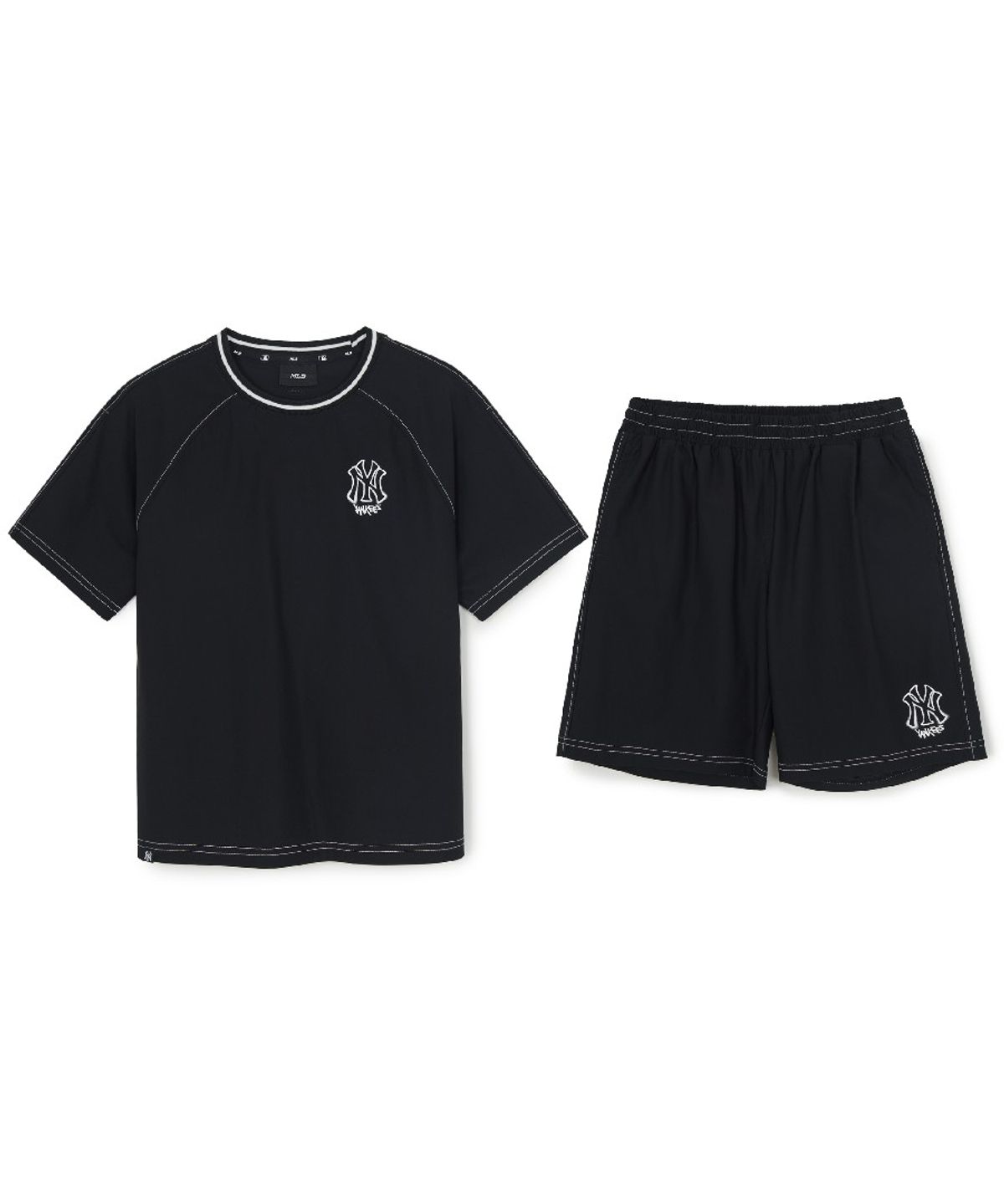엠엘비 키즈(MLB KIDS) 스트릿 베이직 우븐 빅로고 티셔츠세트 NY (Black)