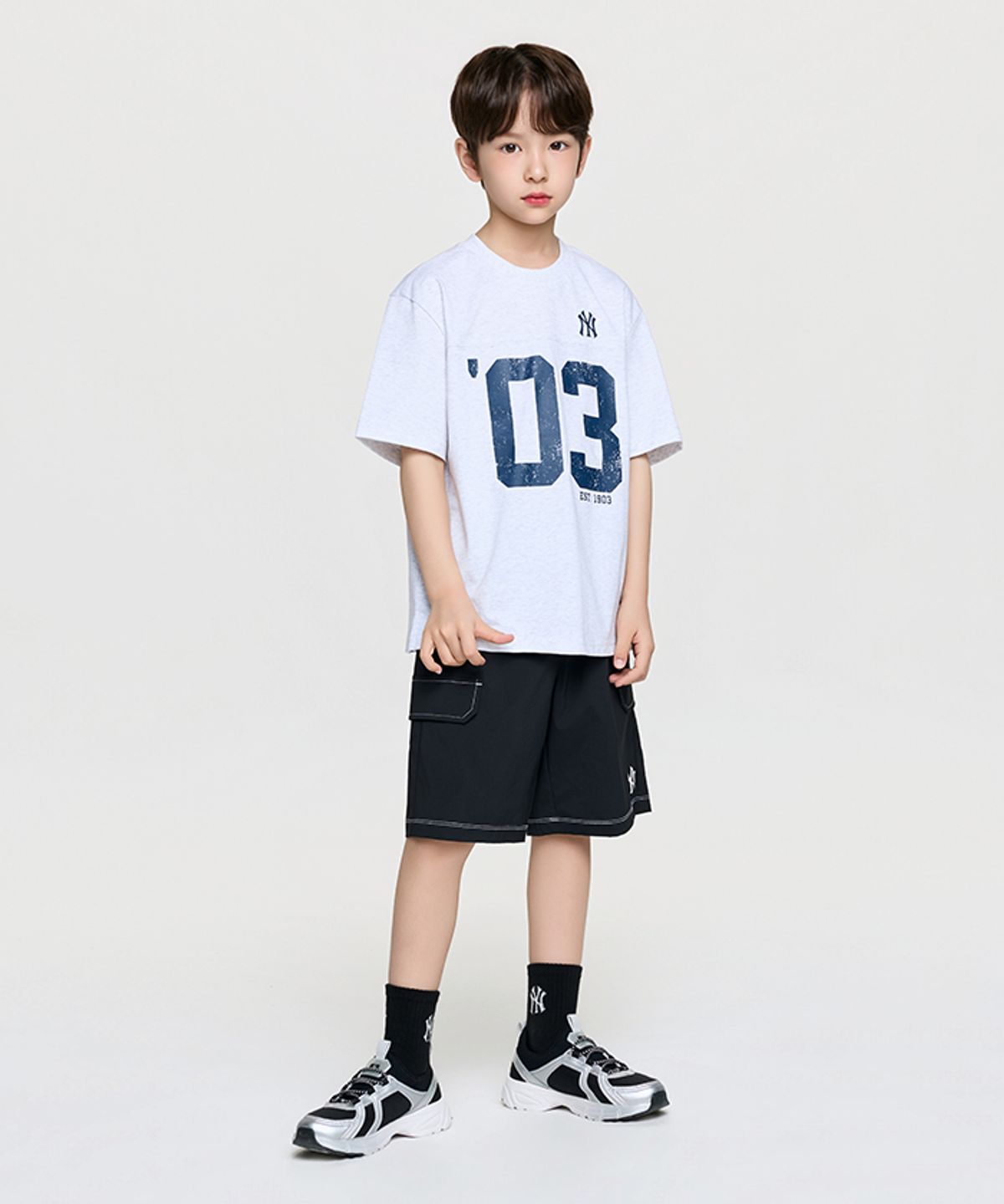 엠엘비 키즈(MLB KIDS) 스포티브 바시티 숫자 아트웍 티셔츠세트 NY (L.Melange Grey)