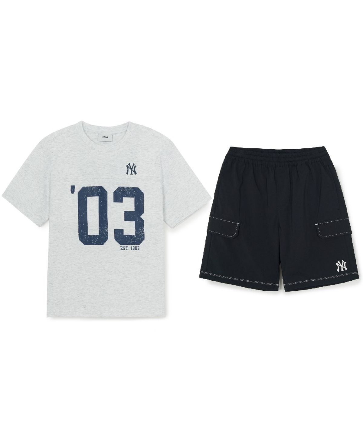 엠엘비 키즈(MLB KIDS) 스포티브 바시티 숫자 아트웍 티셔츠세트 NY (L.Melange Grey)