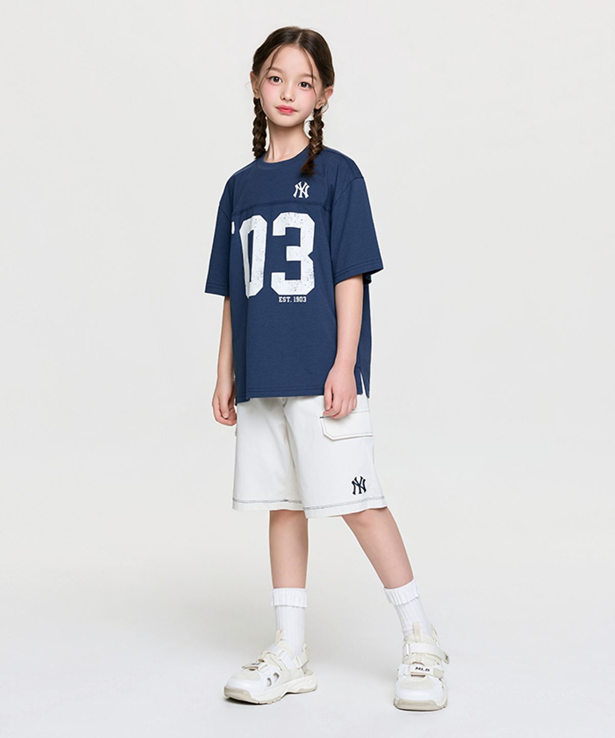 엠엘비 키즈(MLB KIDS) 스포티브 바시티 숫자 아트웍 티셔츠세트 NY (Navy)