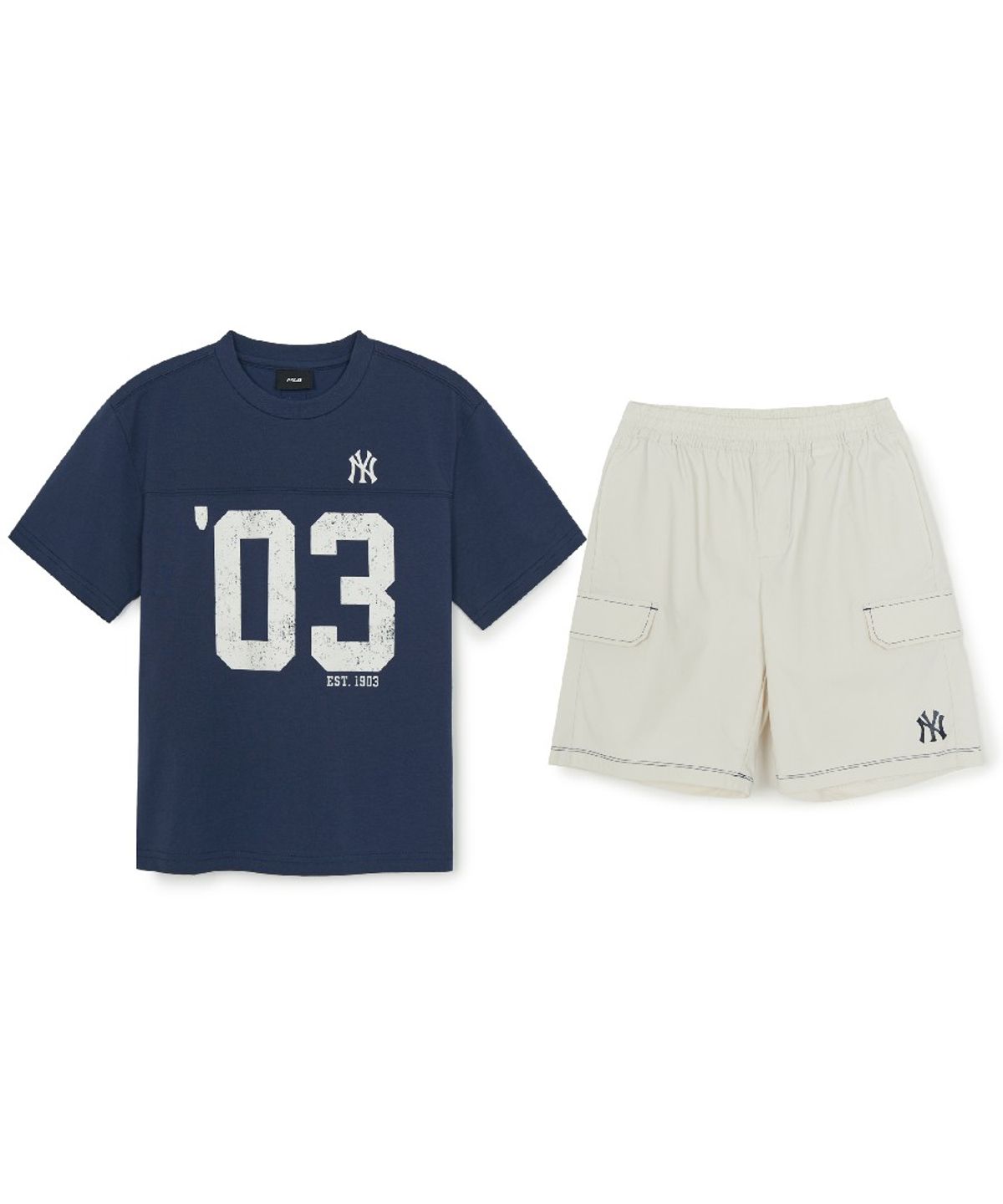 엠엘비 키즈(MLB KIDS) 스포티브 바시티 숫자 아트웍 티셔츠세트 NY (Navy)