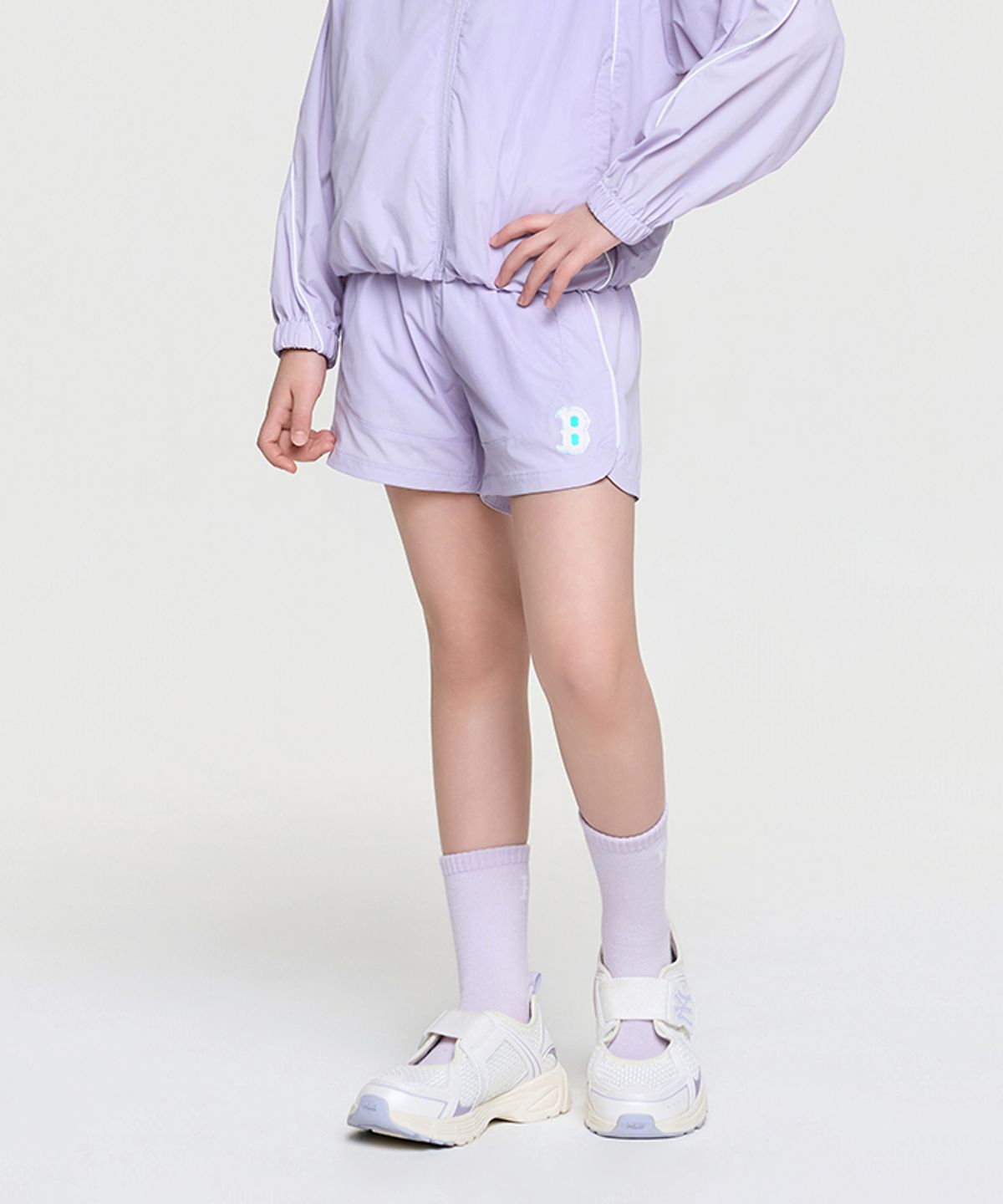 엠엘비 키즈(MLB KIDS) 걸즈 애슬레저 우븐 반바지(SET) BOS (Lavender)