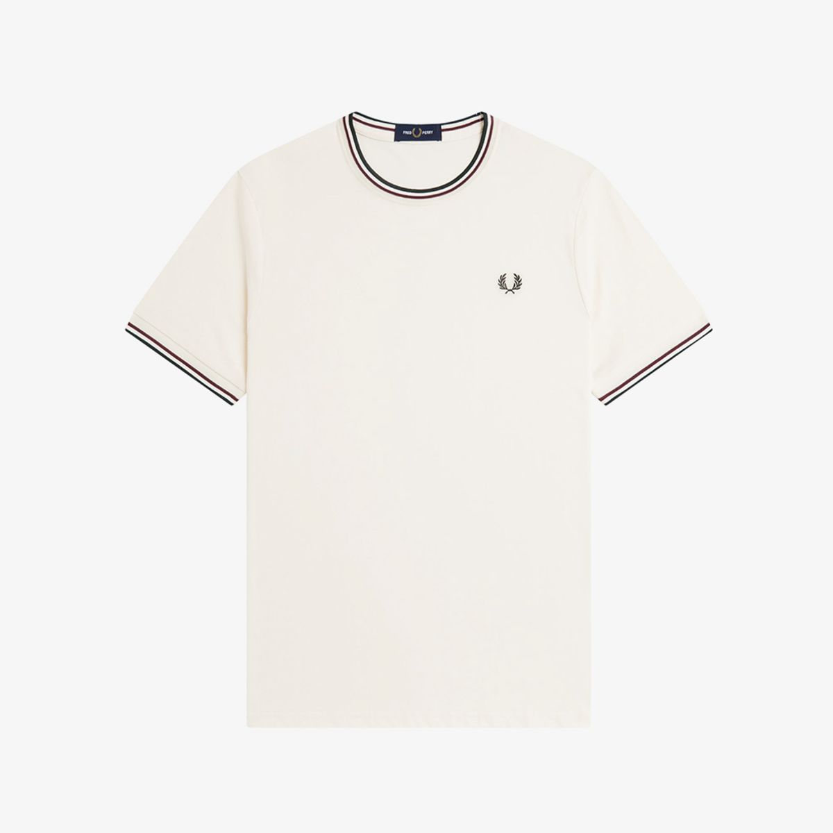 프레드페리(FRED PERRY) [Sharp] 트윈 팁 티셔츠 - 에크루/옥스블러드/그래스루츠 AFPM2611588-84A