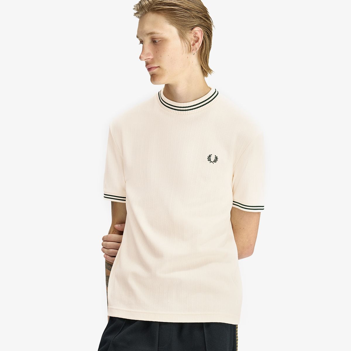 프레드페리(FRED PERRY) [Sharp] 립 저지 티셔츠 - 에크루 AFPM2618679-30B
