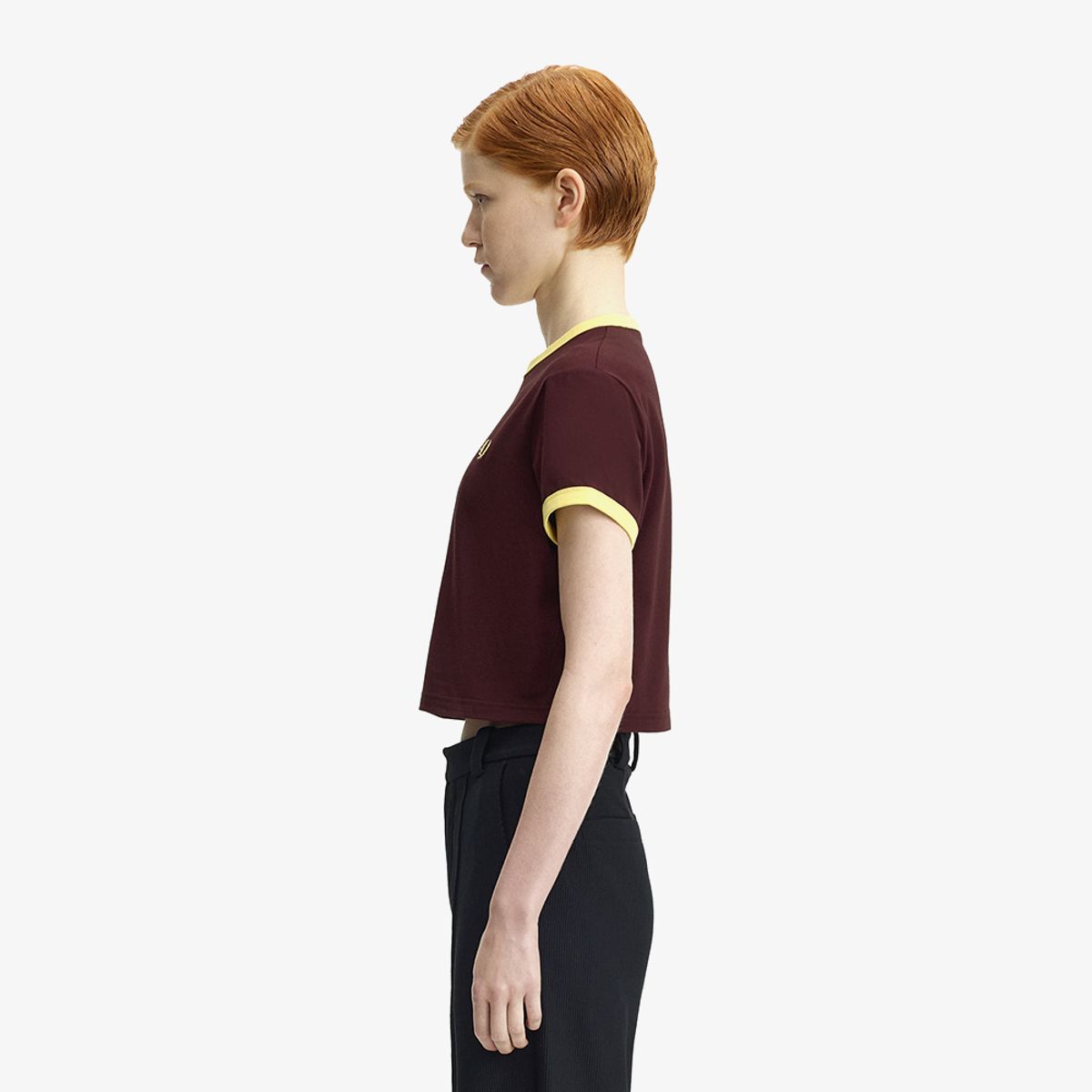 프레드페리(FRED PERRY) [womens] 크롭 링어 티셔츠 - 옥스 블러드 AFPF2619163-597
