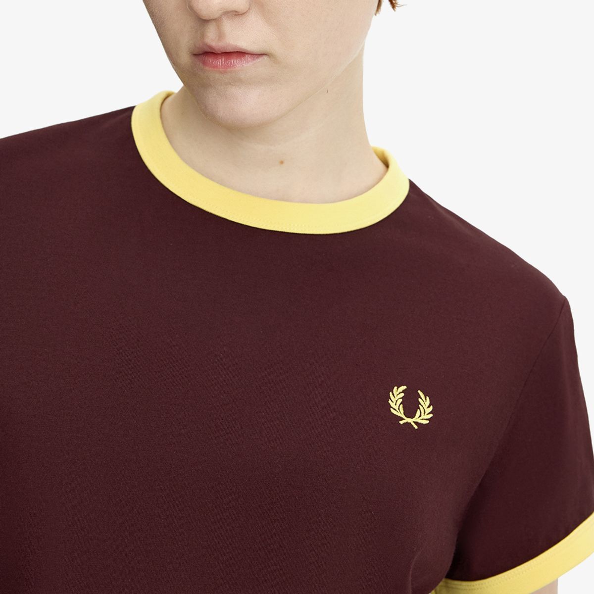 프레드페리(FRED PERRY) [womens] 크롭 링어 티셔츠 - 옥스 블러드 AFPF2619163-597
