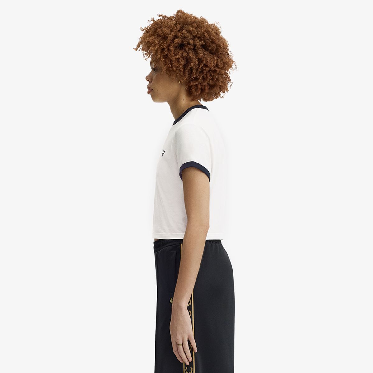 프레드페리(FRED PERRY) [womens] 크롭 링어 티셔츠 - 스노우 화이트 AFPF2619163-129