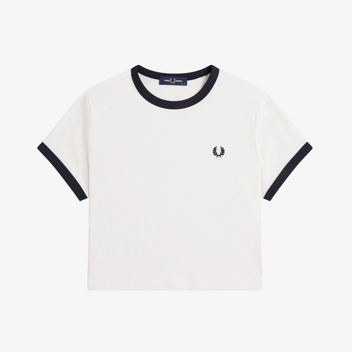 프레드페리(FRED PERRY) [womens] 크롭 링어 티셔츠 - 스노우 화이트 AFPF2619163-129