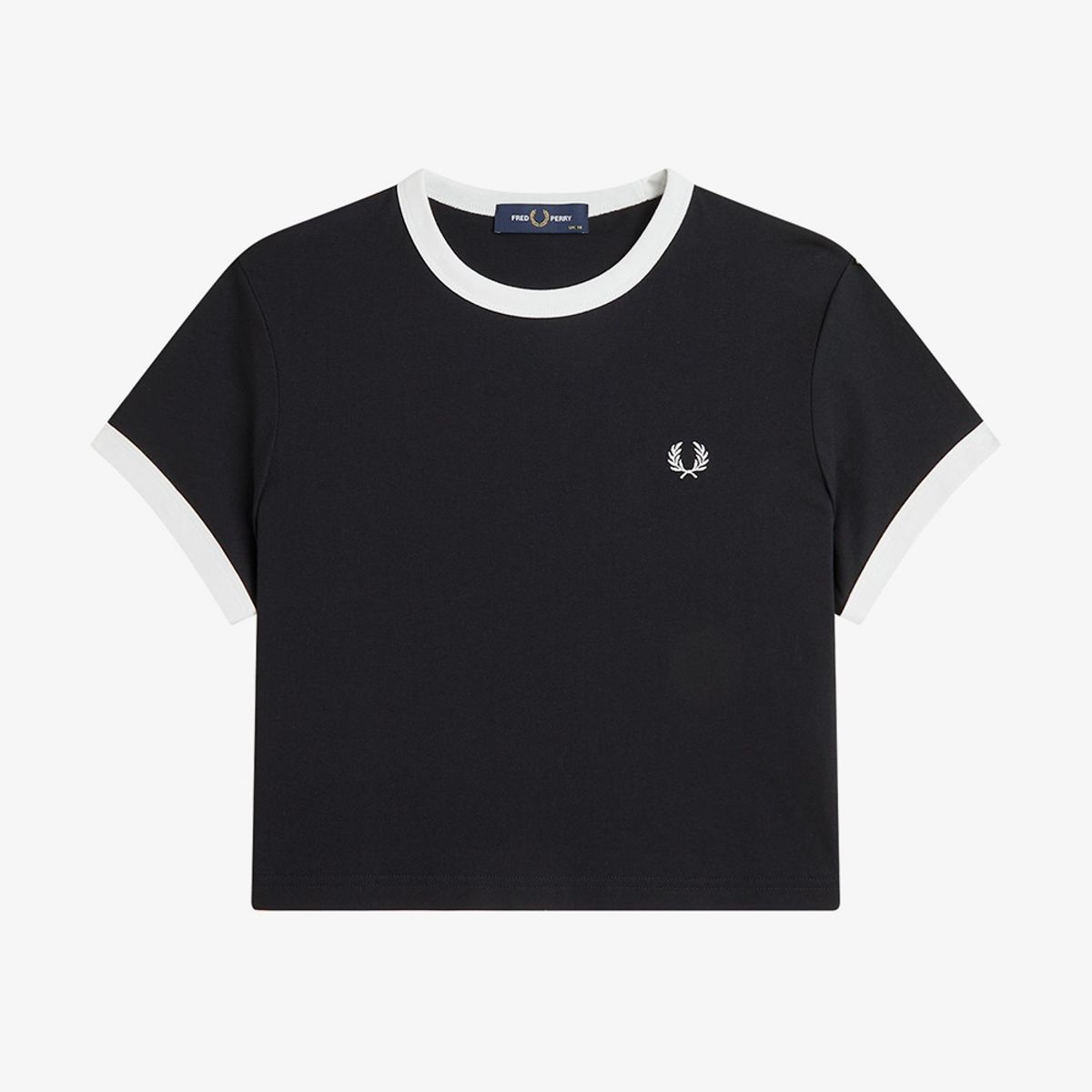 프레드페리(FRED PERRY) [womens] 크롭 링어 티셔츠 - 블랙 AFPF2619163-102