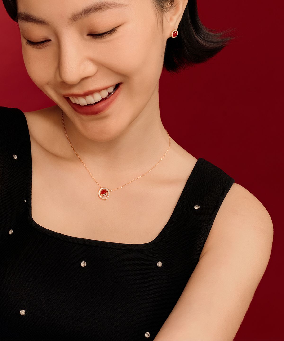 롤라로즈(LOLA ROSE) Heliocentric 커넬리언 미니 귀걸이 여성 패션 이어링
