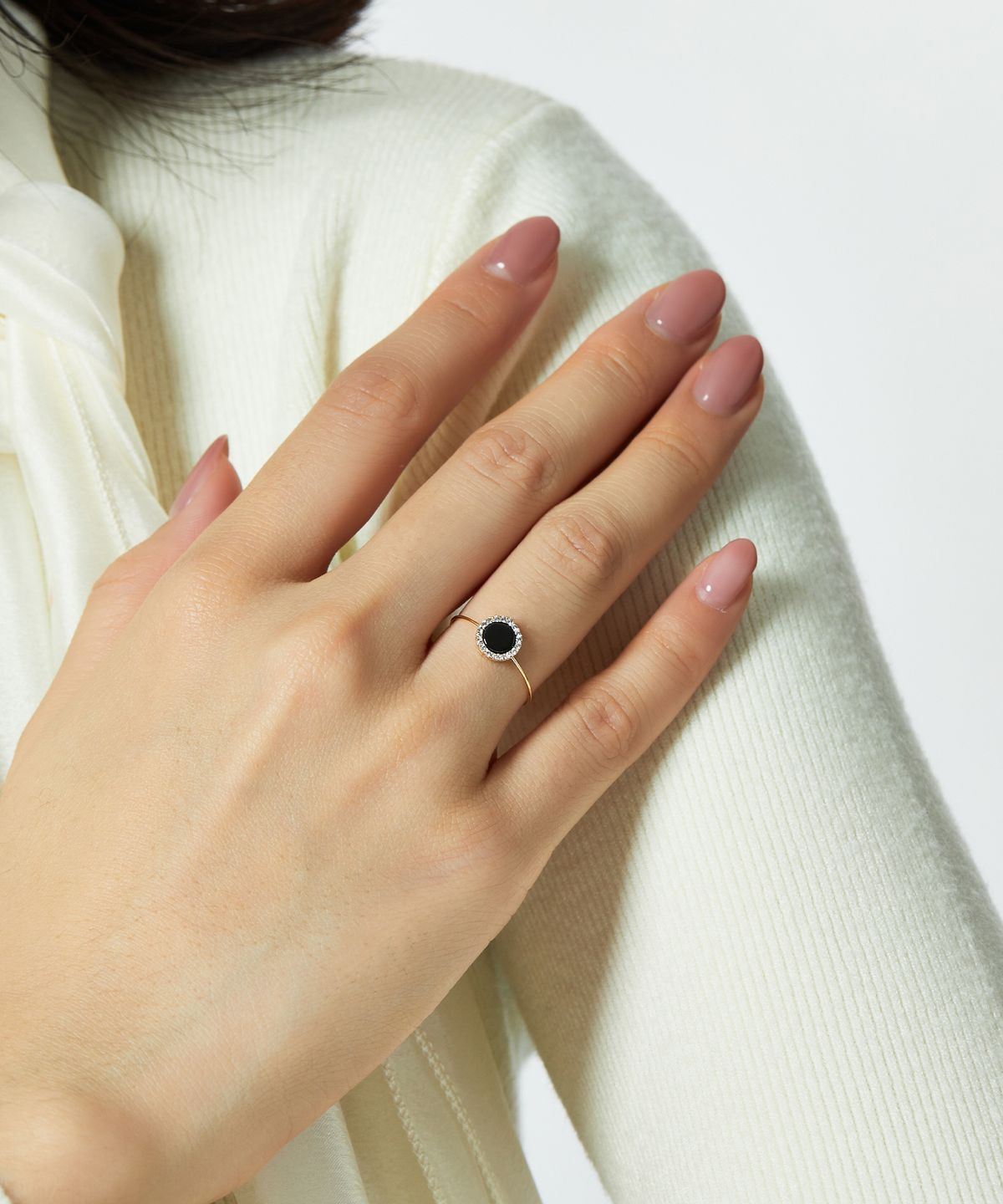 엘렌쥬얼리(HELENE JEWELRY) 14K 블랙 오닉스 서클 미스 링 금 실 반지