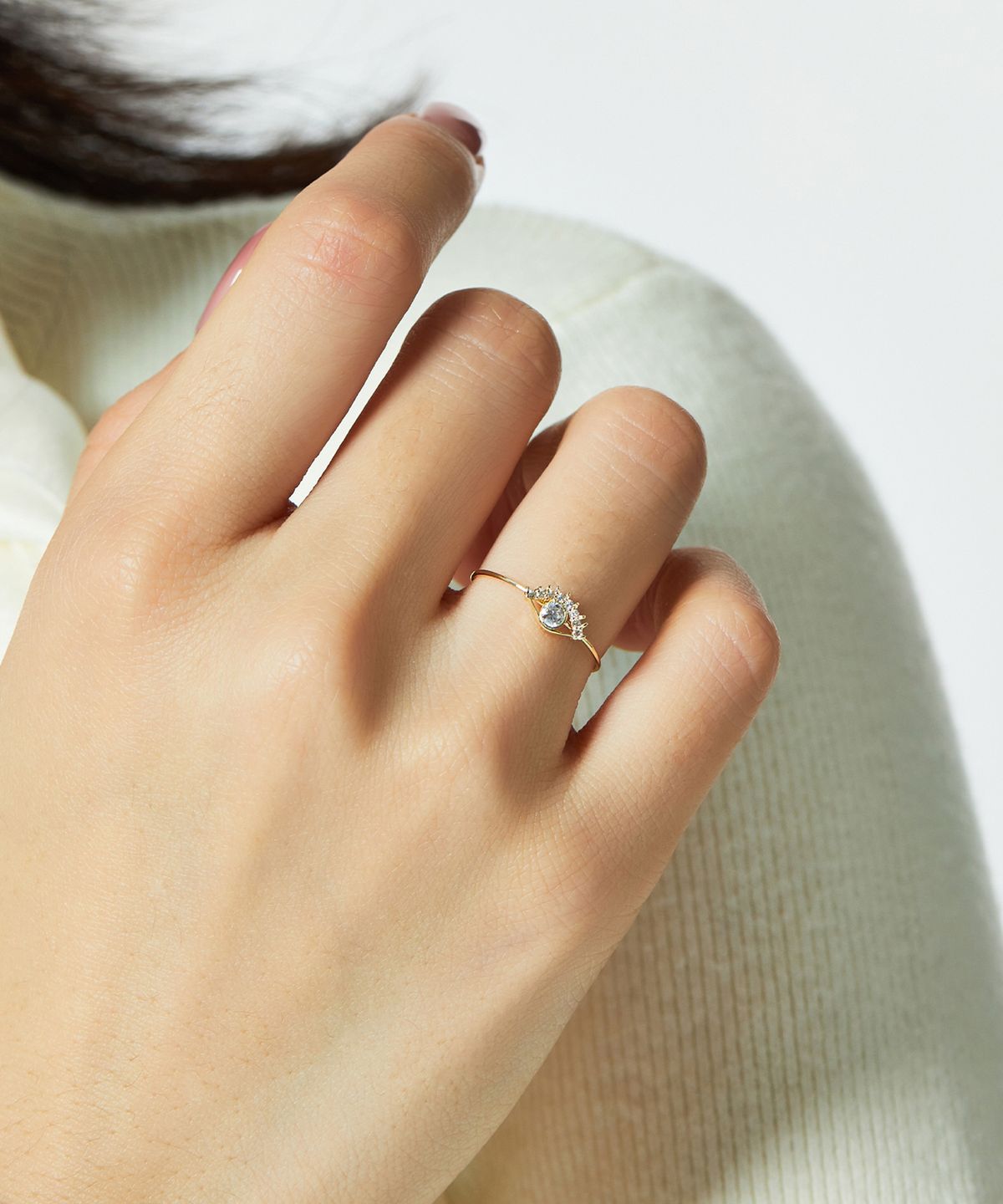 엘렌쥬얼리(HELENE JEWELRY) 14K 뷰티 아이 큐빅 미스 링 금 실 반지
