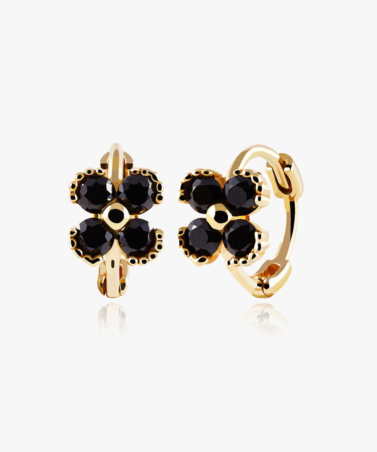 엘렌쥬얼리(HELENE JEWELRY) 14K 블랙 코튼 플라워 원터치 금 귀걸이
