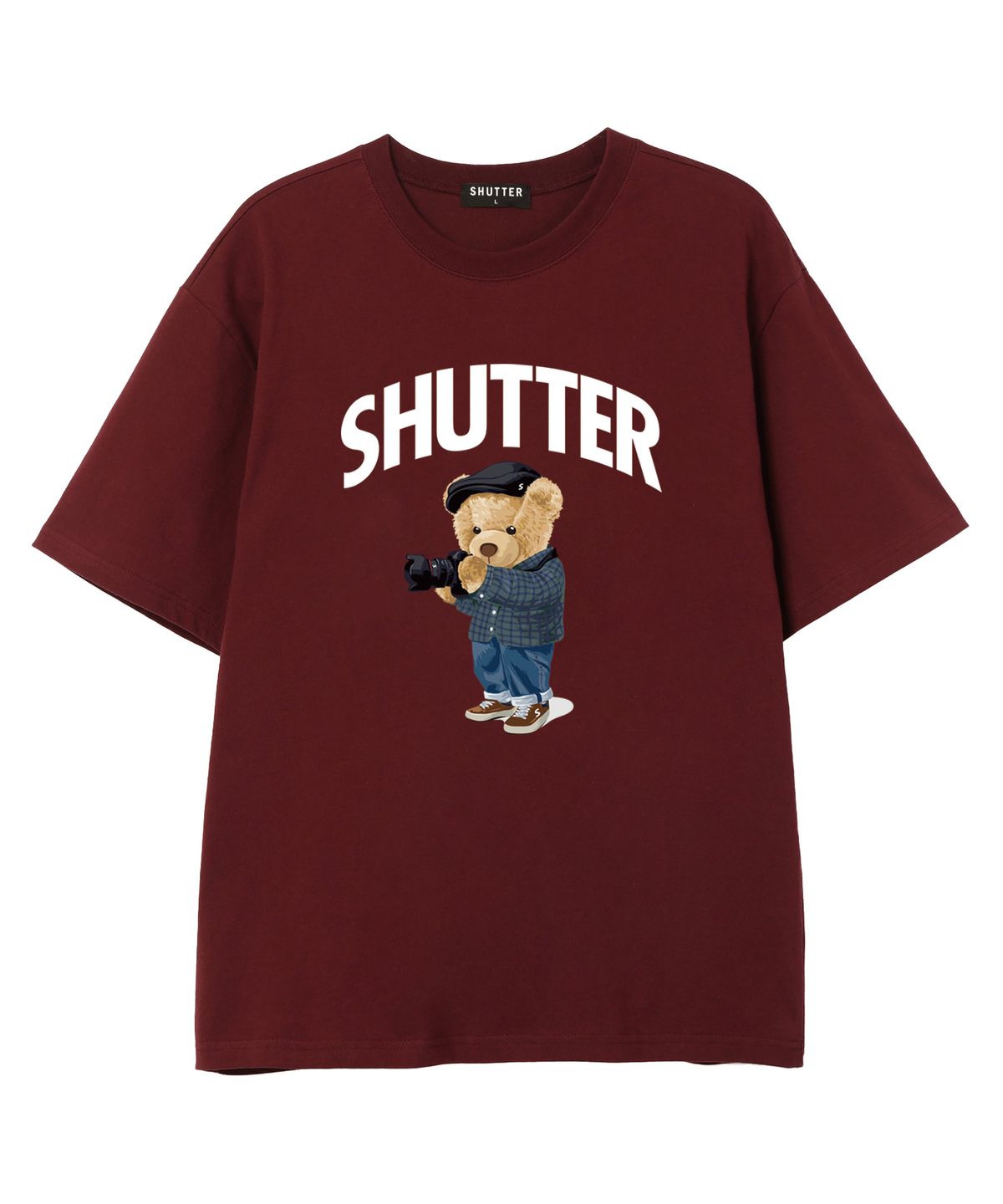 셔터(SHUTTER) CAMERA BEAR 반팔 티셔츠 (SS035) 버건디