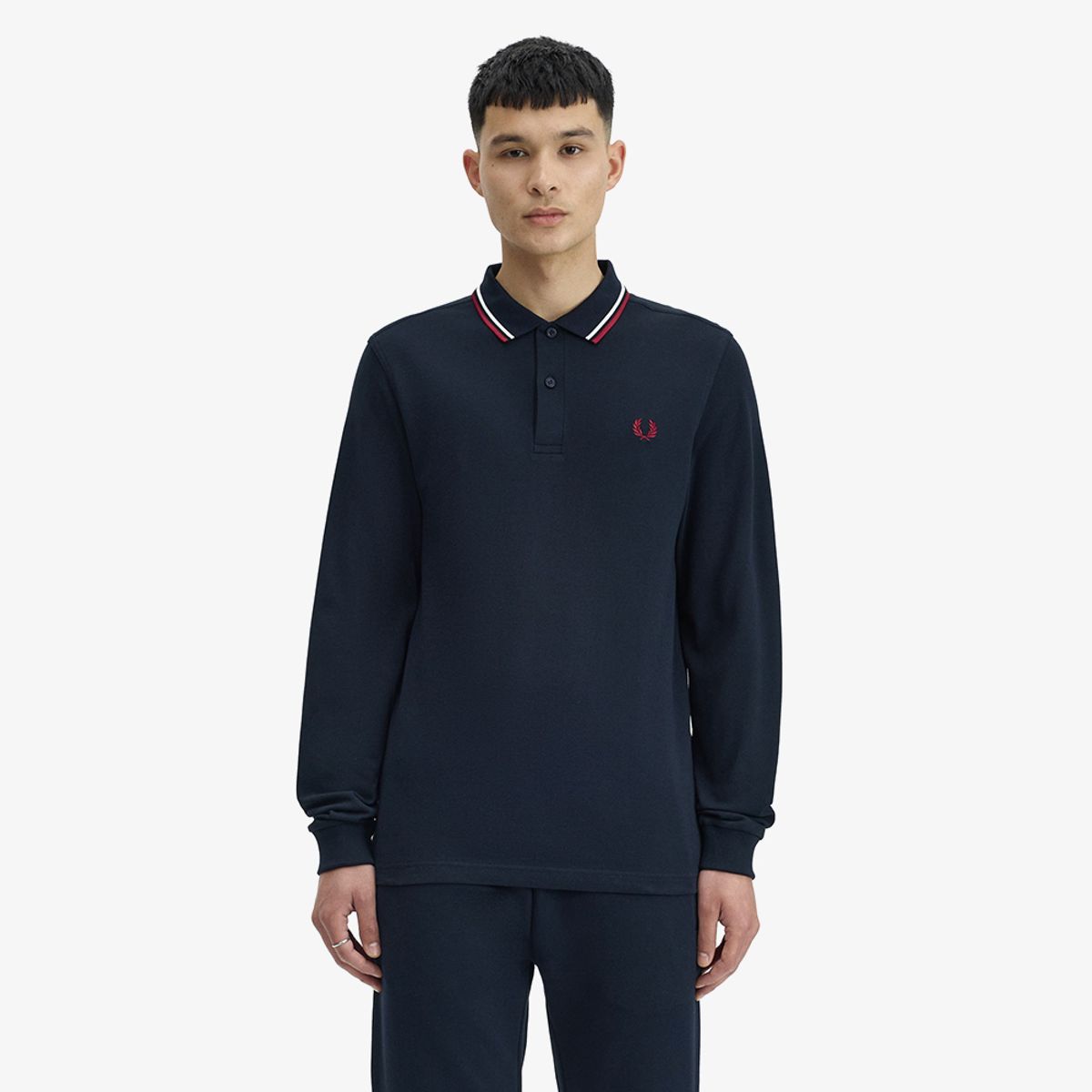 프레드페리(FRED PERRY) [M3636] 롱슬리브 트윈 팁 프레드페리 셔츠 - 네이비/스노우화이트/번트레드 AFPM2G93636-T55