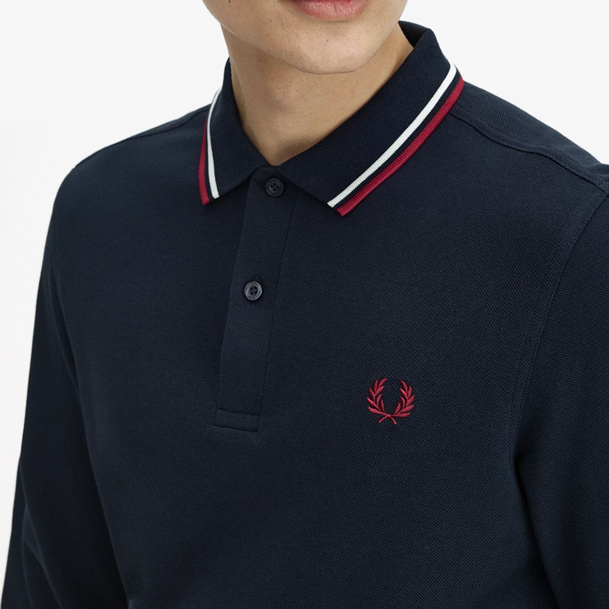 프레드페리(FRED PERRY) [M3636] 롱슬리브 트윈 팁 프레드페리 셔츠 - 네이비/스노우화이트/번트레드 AFPM2G93636-T55
