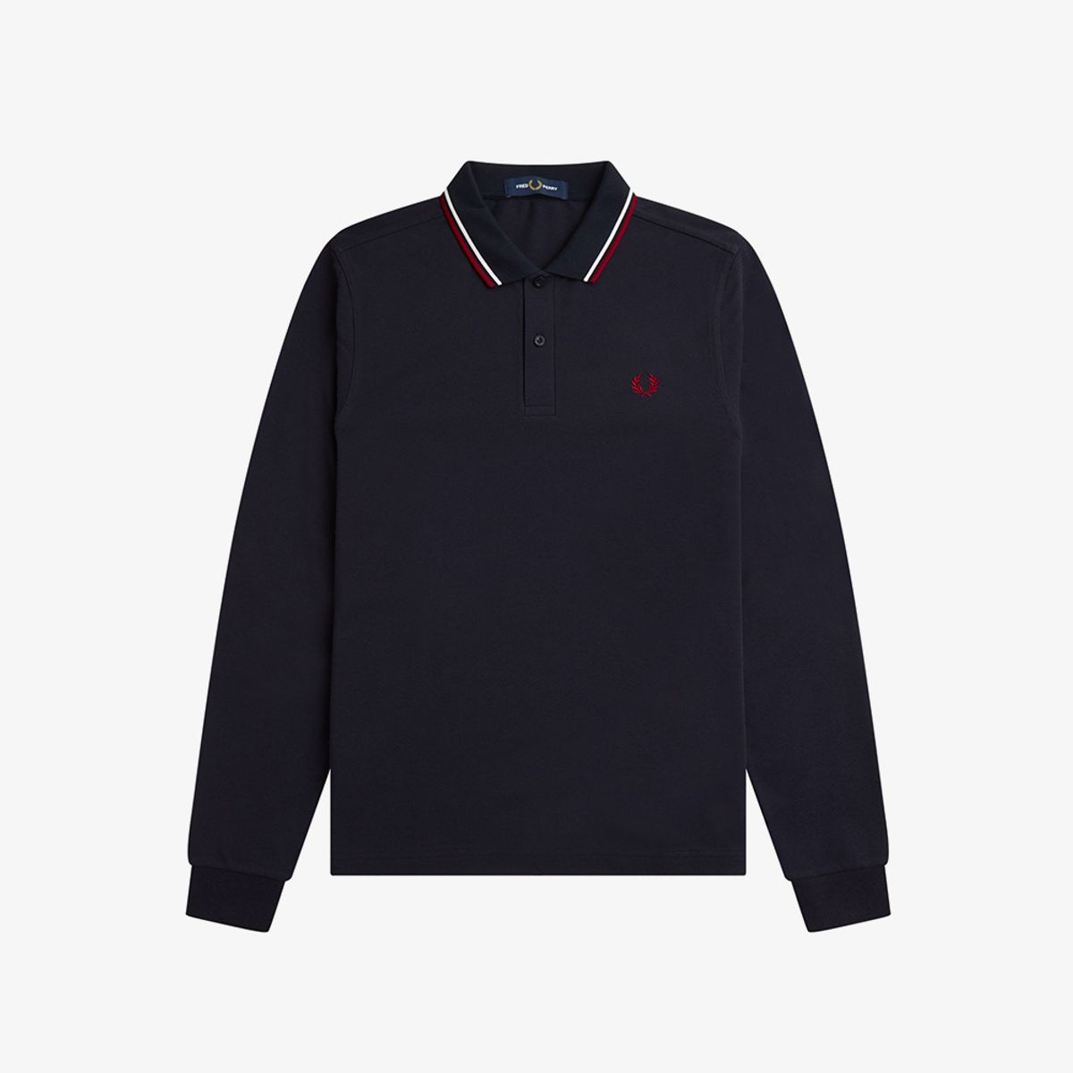 프레드페리(FRED PERRY) [M3636] 롱슬리브 트윈 팁 프레드페리 셔츠 - 네이비/스노우화이트/번트레드 AFPM2G93636-T55