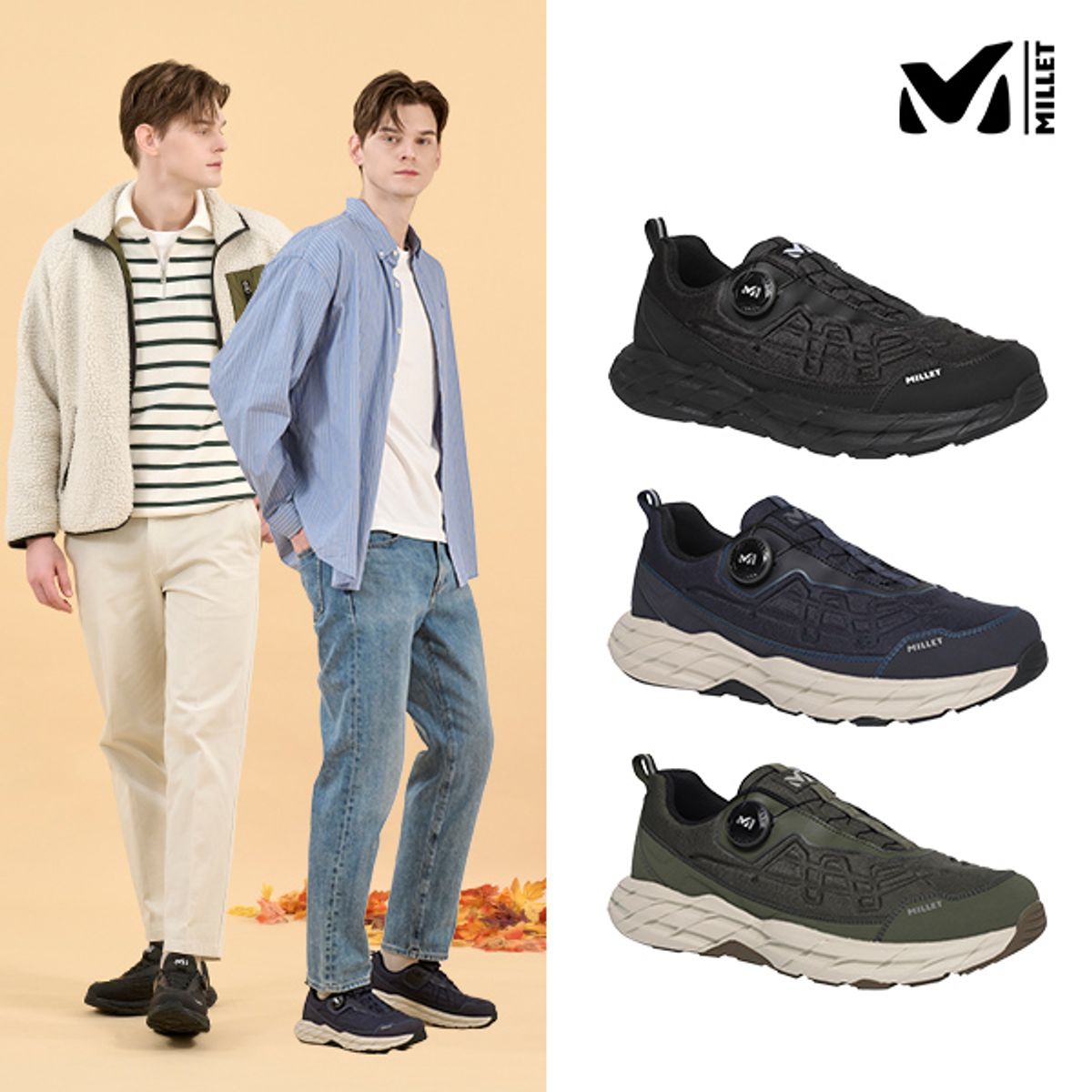 밀레골프(MILLET GOLF) 기능성 다이얼 러닝화 남성 3color