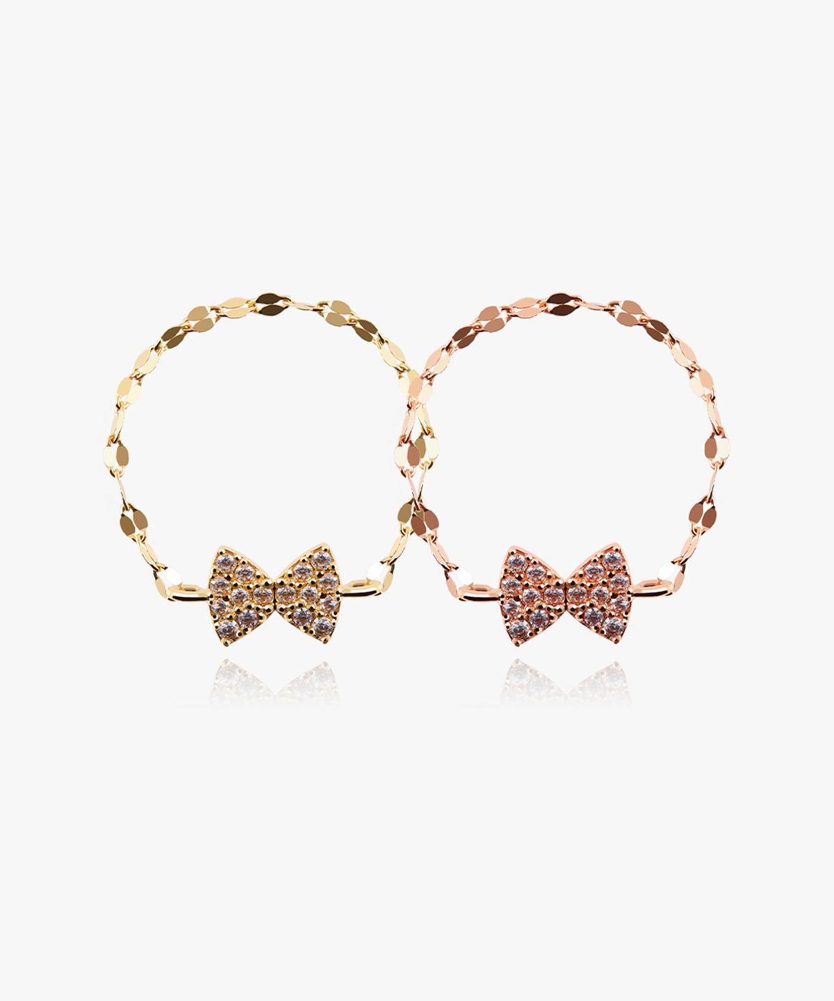 엘렌쥬얼리(HELENE JEWELRY) 14K 나비 리본 아몬드 체인 금 반지