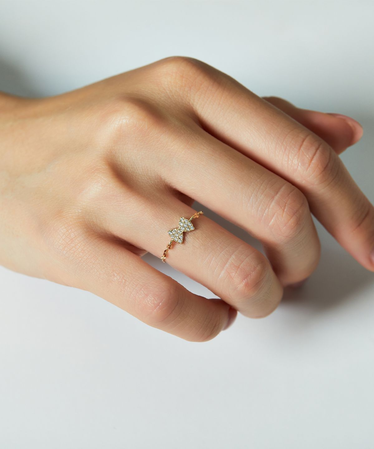 엘렌쥬얼리(HELENE JEWELRY) 14K 나비 리본 아몬드 체인 금 반지